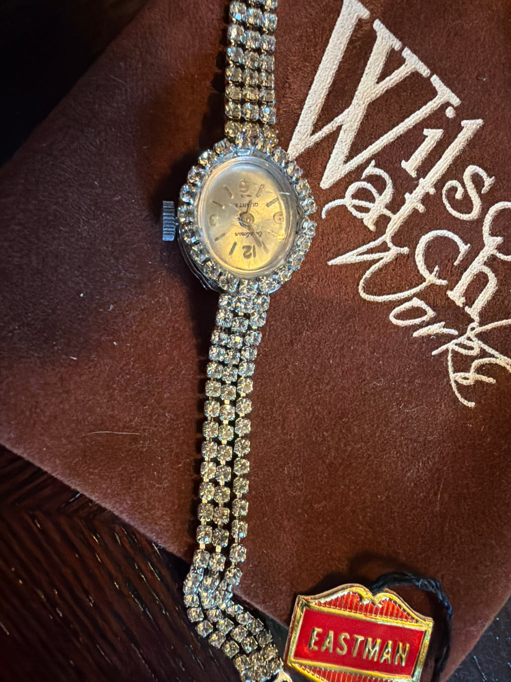 Pair of Vintage Eastman Swiss Quartz 1 gold tone, 1 silver toneRhinestone Bracelet Watch –  Ladies Dress Watch NOS