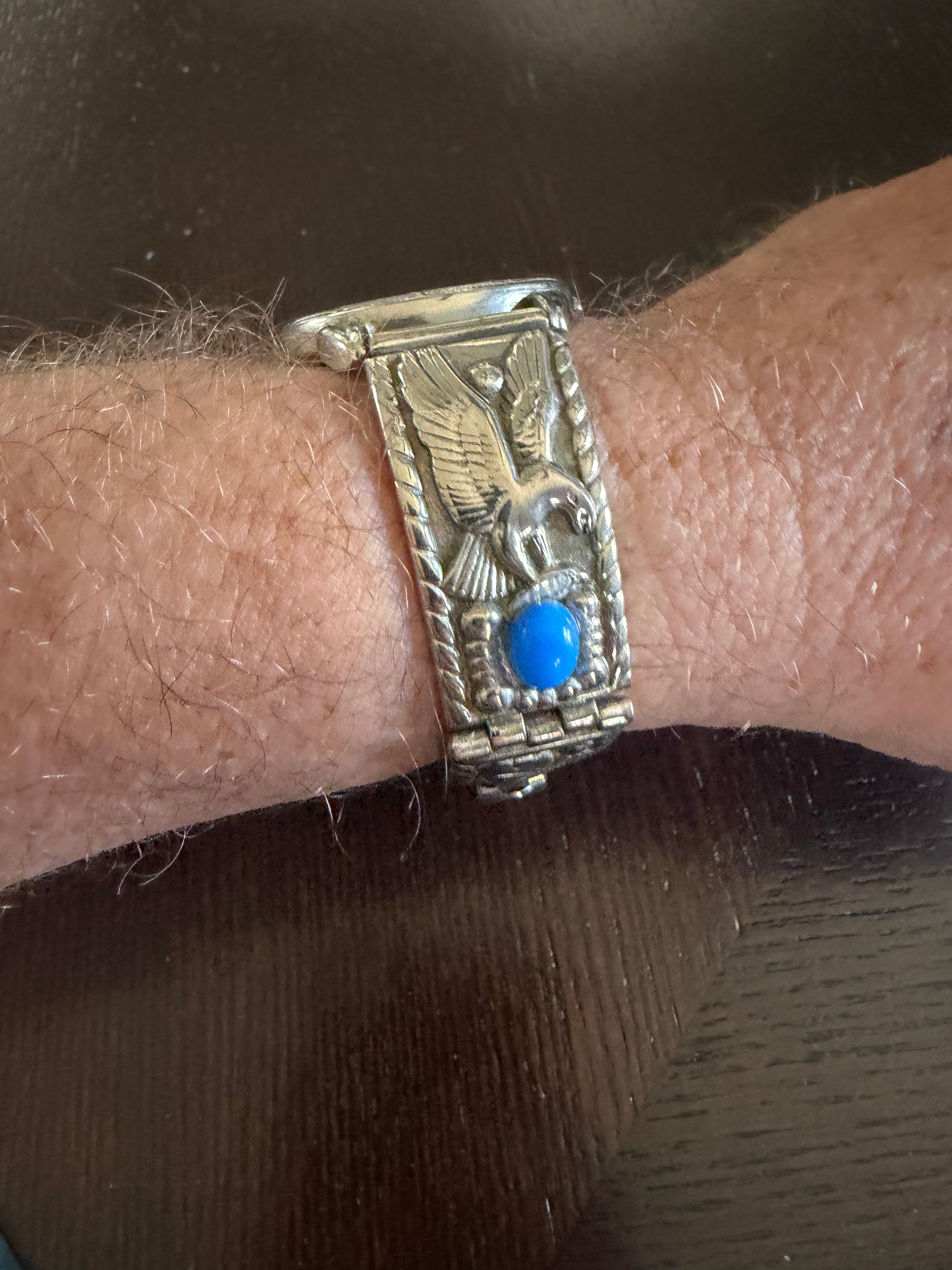 Le Baron Eagle Coin Dial Quartz Watch Southwest Cuff Bracelet