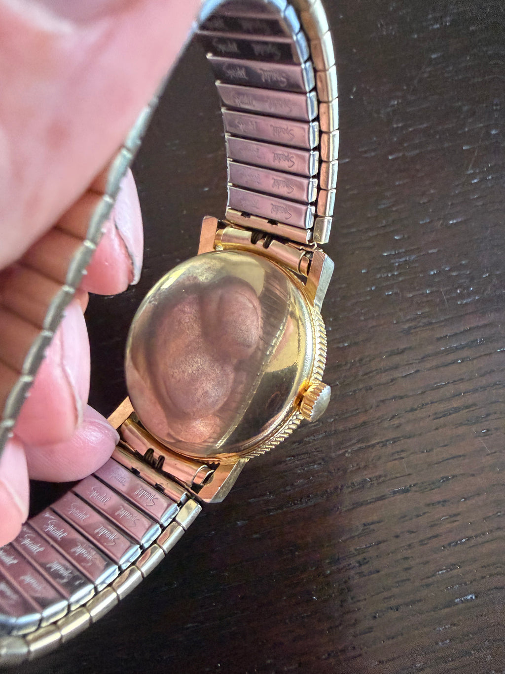 Vintage Men's Gold Tone Liberty Coin Dial Watch Stretch Band mechanical winding