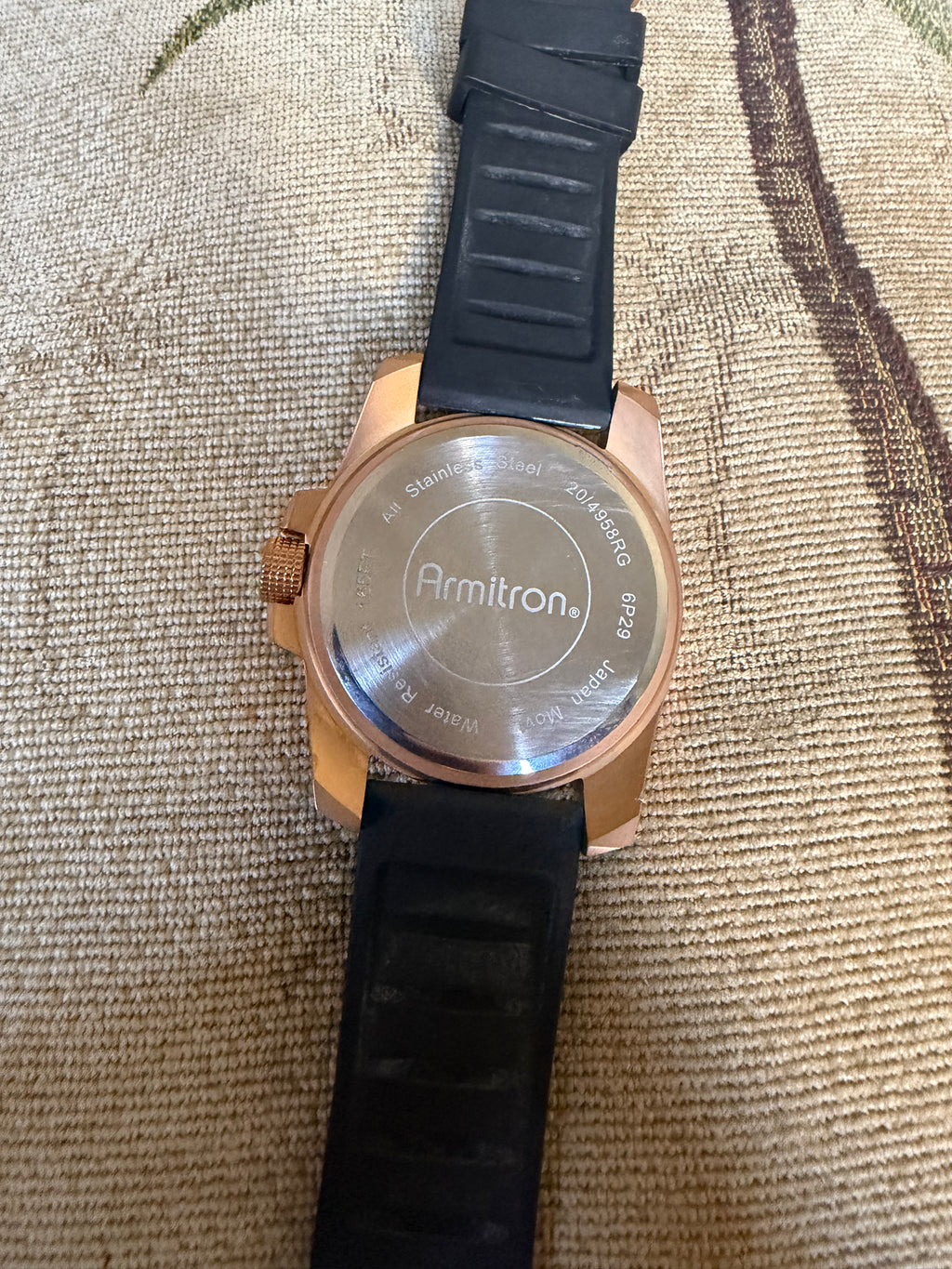 Armitron 20/4958BRG Men’s Multifunction Quartz Watch Rose Gold Tone Black Dial