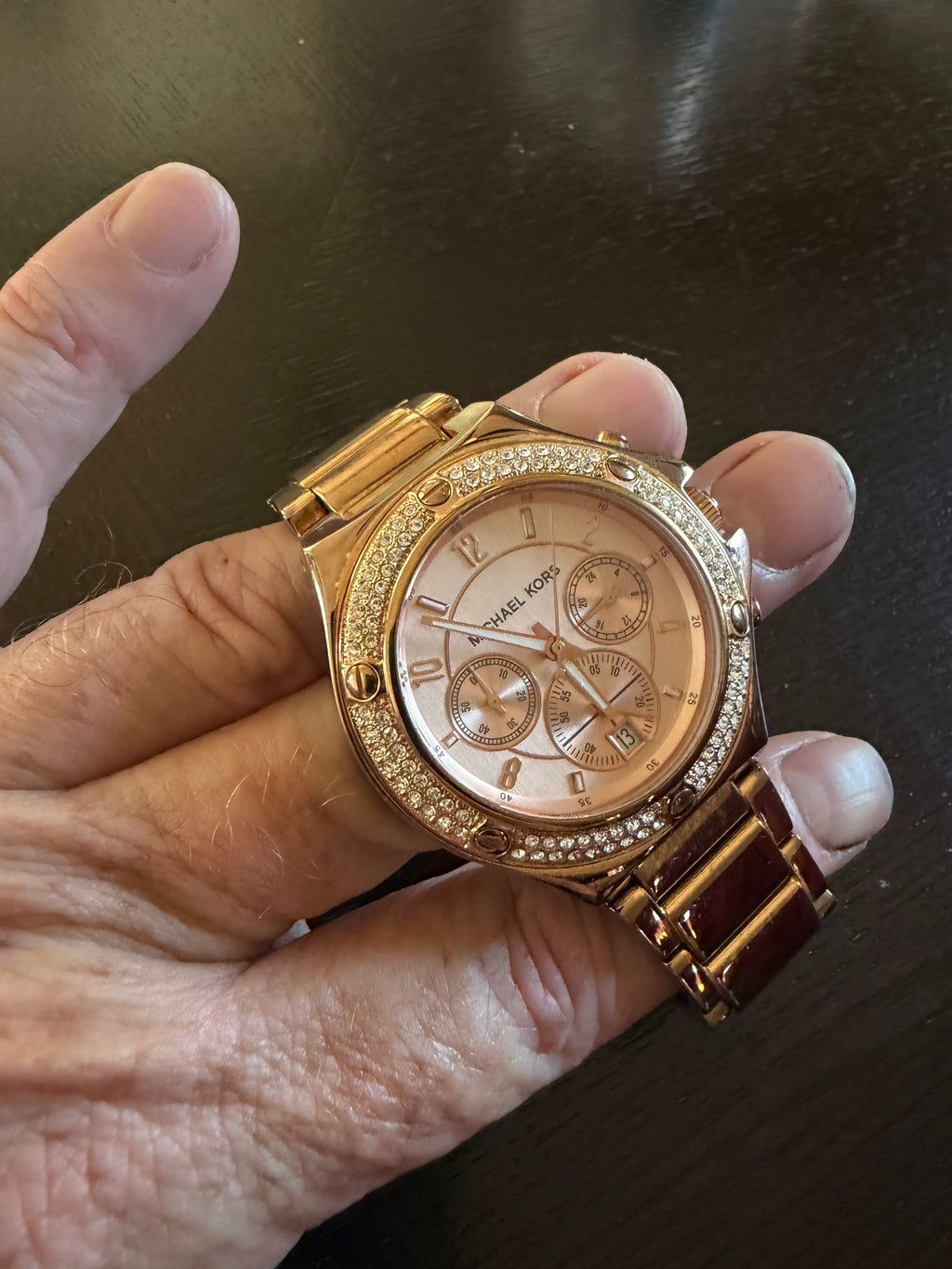 Michael Kors MK5450 Rose Gold Crystal Bezel Chronograph Women’s Watch Date Stainless Steel
