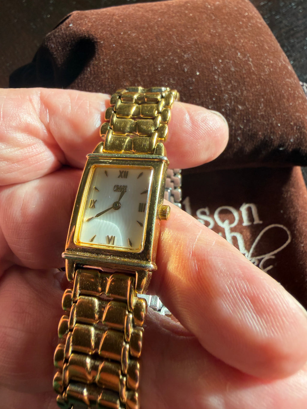 Cross Swiss LW16G Ladies Tank Watch Gold Tone Sapphire Crystal Swiss Made Quartz