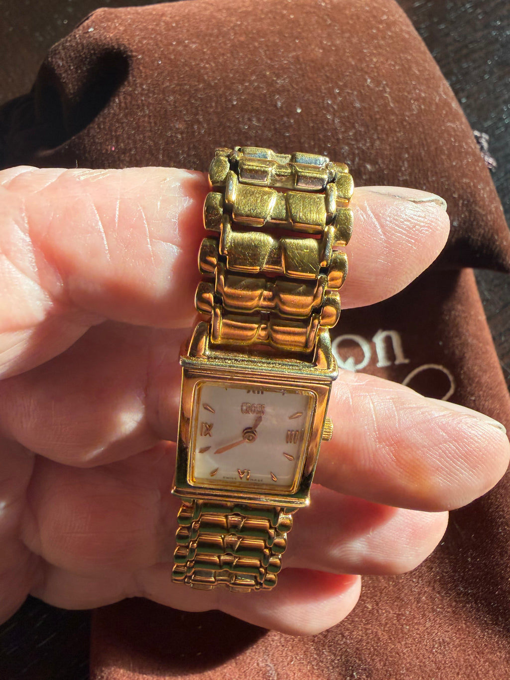 Cross Swiss LW16G Ladies Tank Watch Gold Tone Sapphire Crystal Swiss Made Quartz