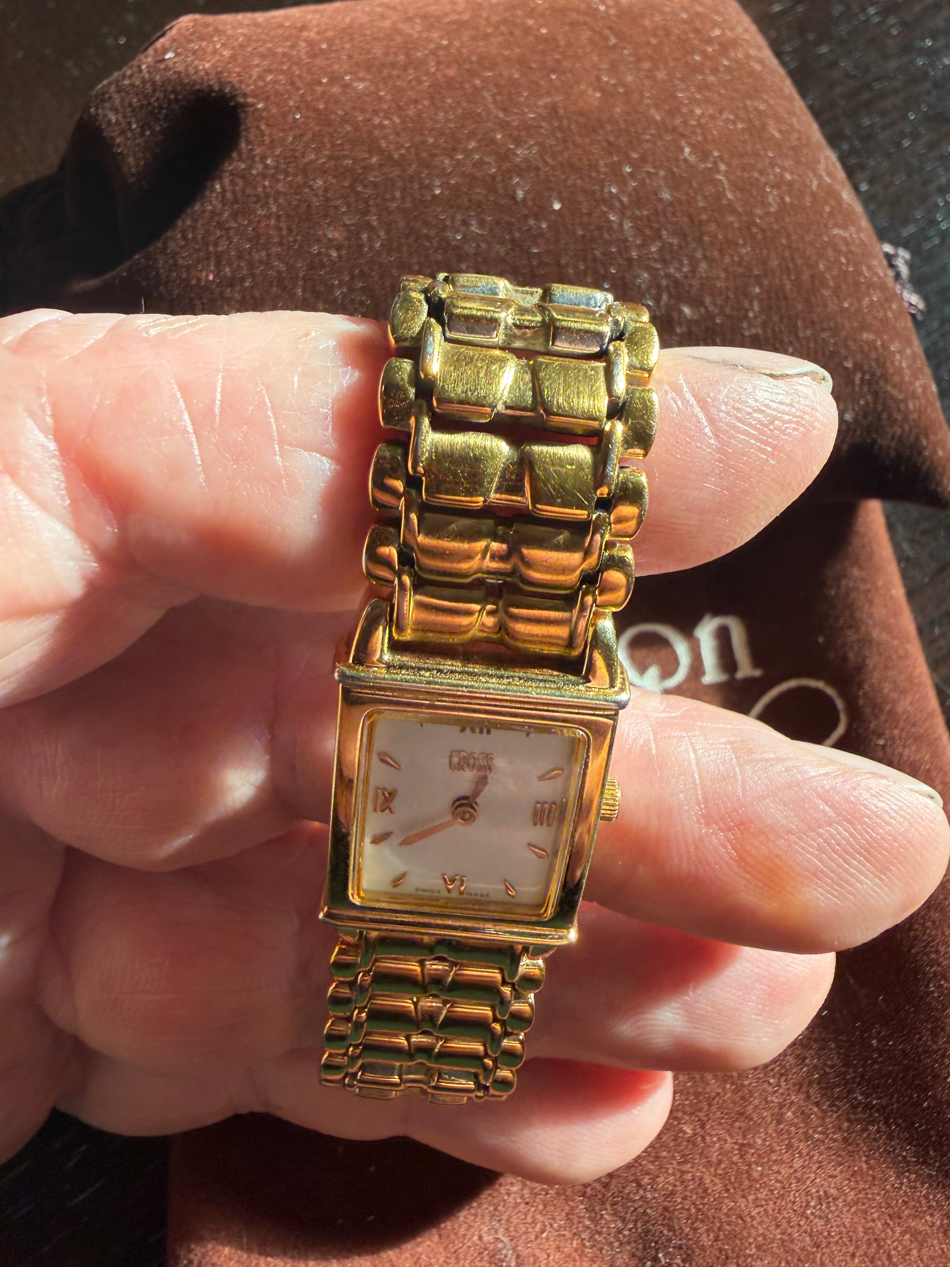 Cross Swiss LW16G Ladies Tank Watch Gold Tone Sapphire Crystal Swiss Made Quartz
