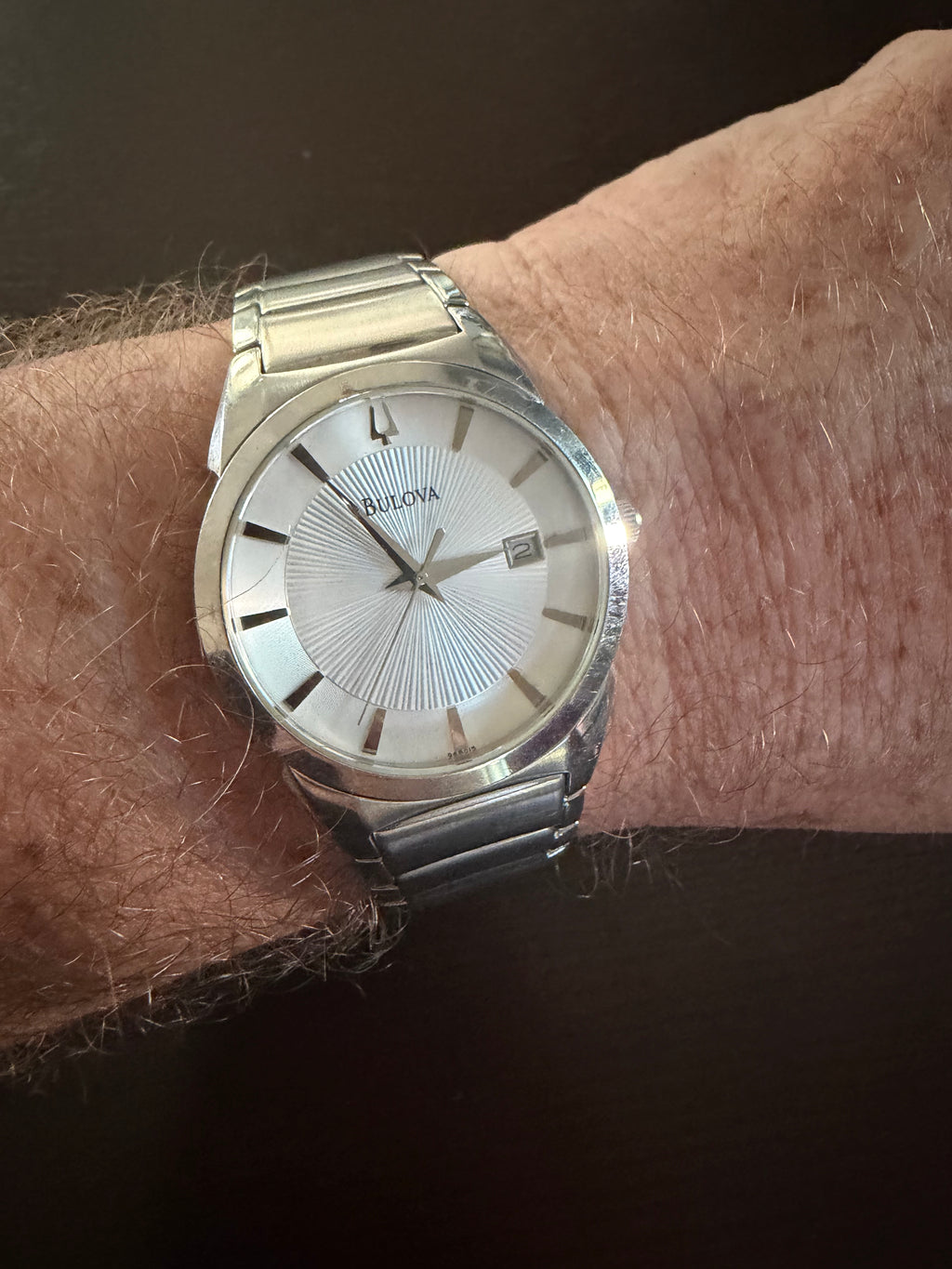 Bulova Men’s Quartz Dress Watch C860832 Silver Sunburst Dial Date Stainless Steel 38mm