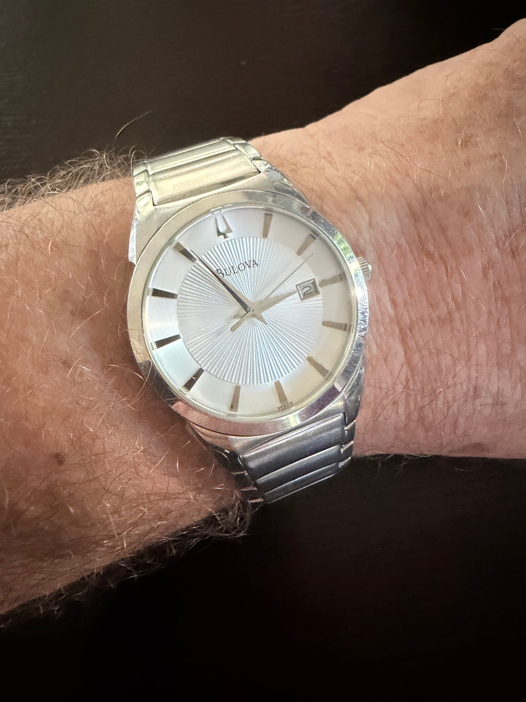Bulova Men’s Quartz Dress Watch C860832 Silver Sunburst Dial Date Stainless Steel 38mm