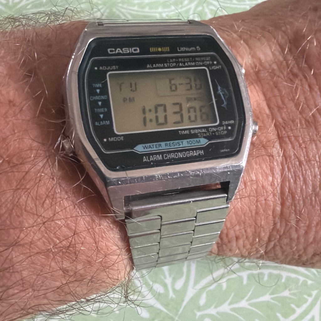 Vintage Casio H101 Marlin Module 106 Digital Watch 1980 Lithium 5 100M Alarm Chronograph Japan
