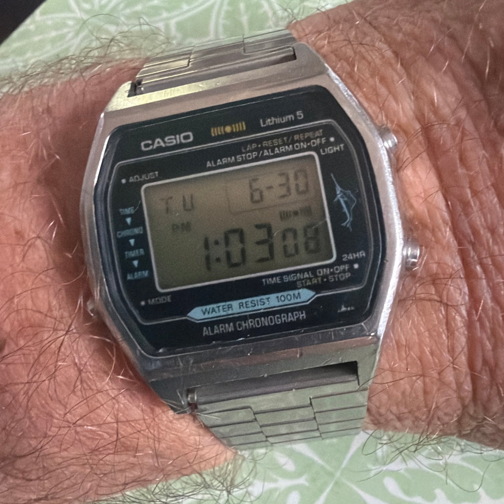 Vintage Casio H101 Marlin Module 106 Digital Watch 1980 Lithium 5 100M Alarm Chronograph Japan