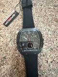 Sanda Ana-Digi Men’s Sport Watch Black Tonneau Case Silicone Strap Quartz