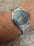 Vintage Pulsar V733-7A40 Quartz Day Date Blue Dial Stretch Band Men’s Watch
