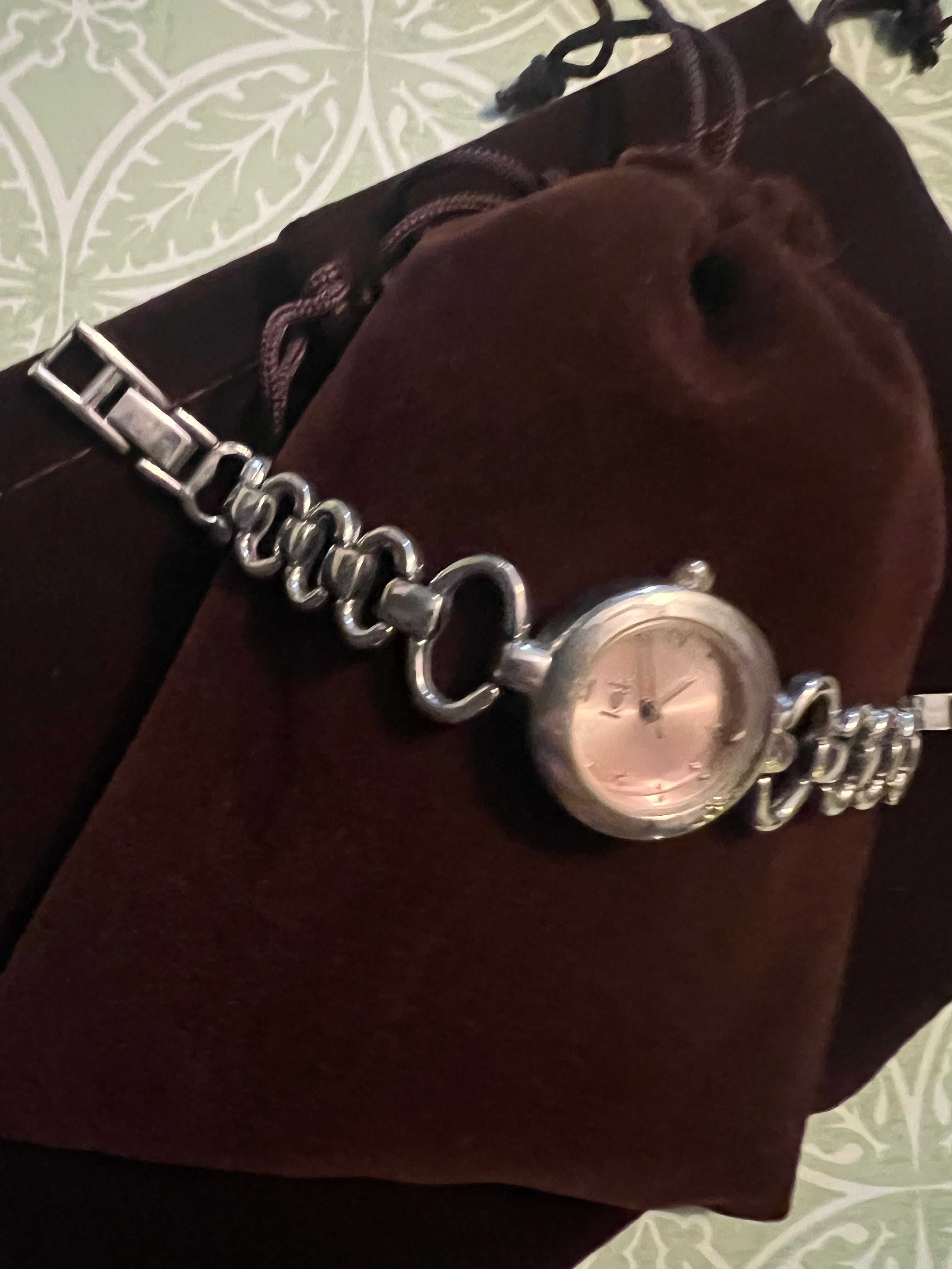 90’s LEI dainty ladies watch. Silver tone, pink dial, new battery, gasket, and gift pouch