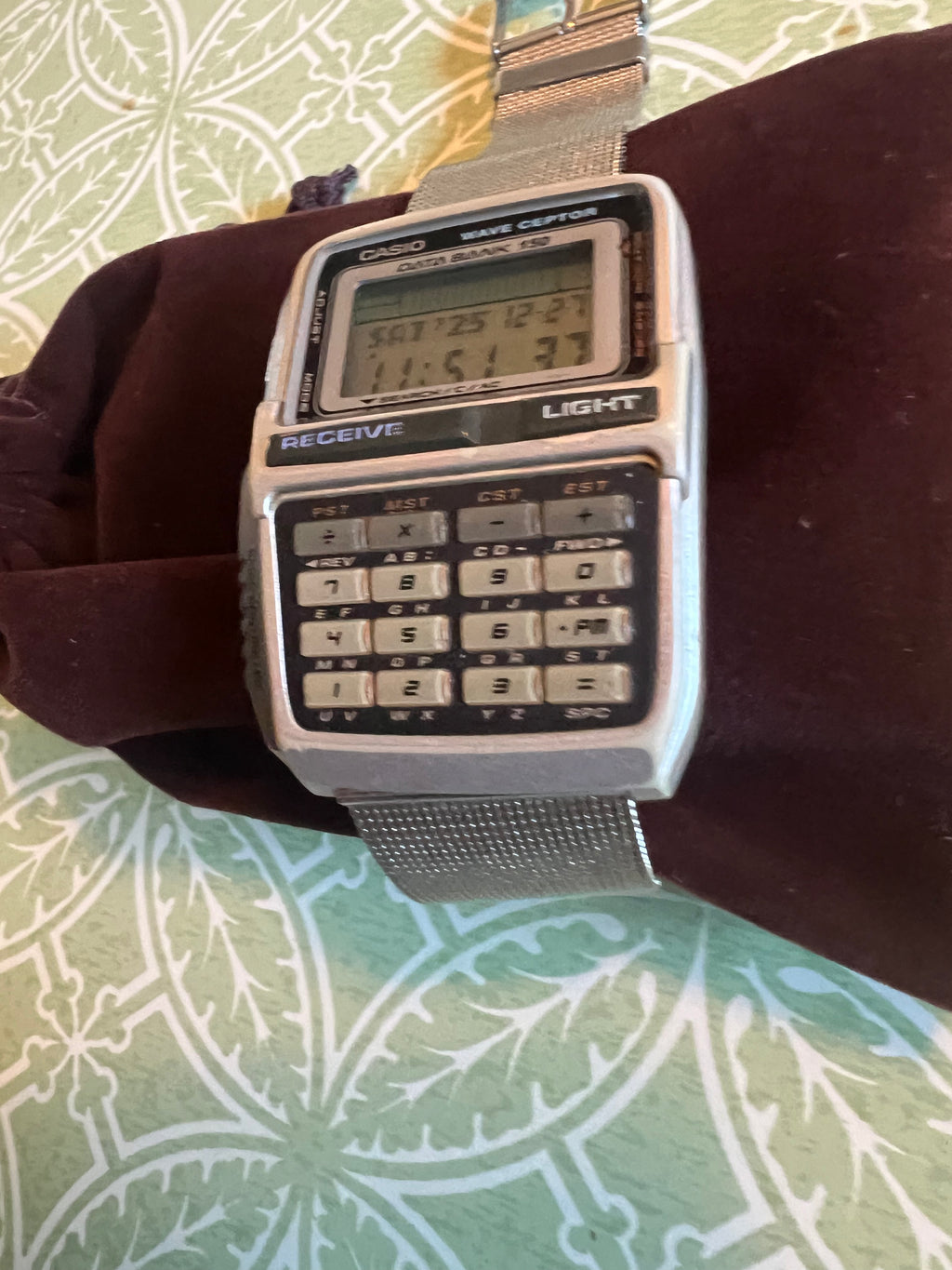 Casio DBC-W150 Watch Men 37mm Digital Silver Tone Atomic Calculator New Battery