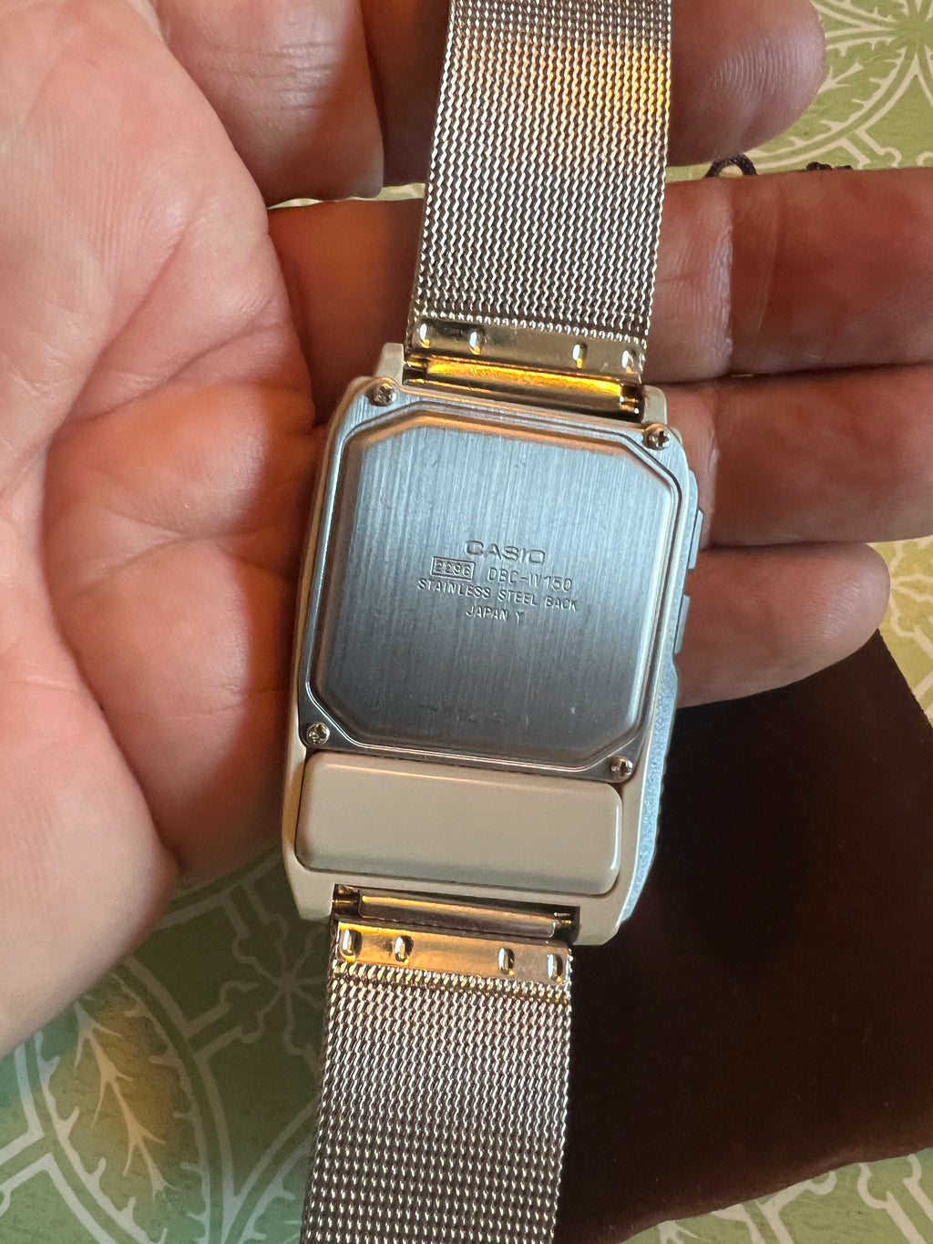 Casio DBC-W150 Watch Men 37mm Digital Silver Tone Atomic Calculator New Battery