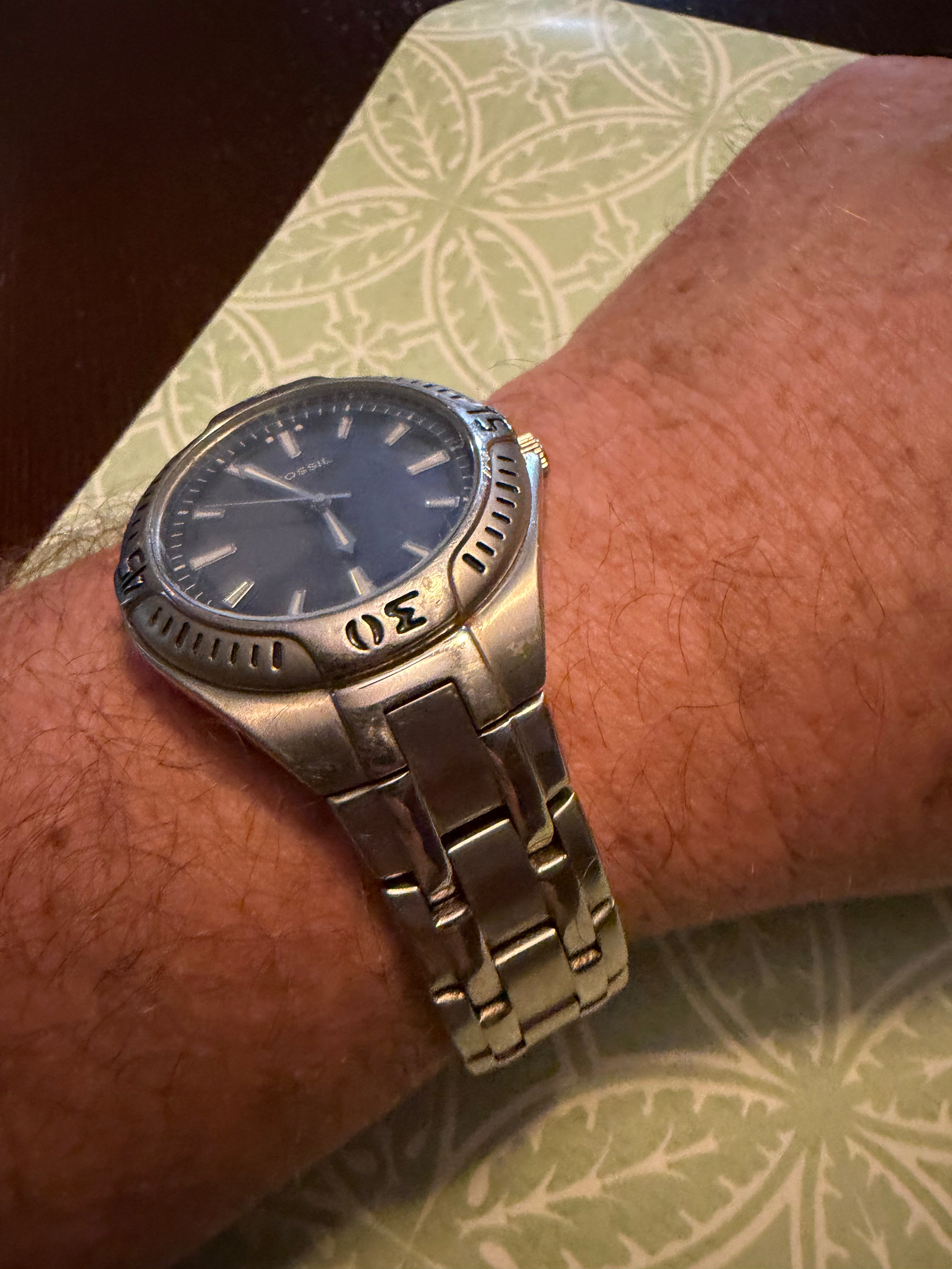 Fossil Blue Men’s 100M Quartz Watch – Stainless Steel – New Battery – Running