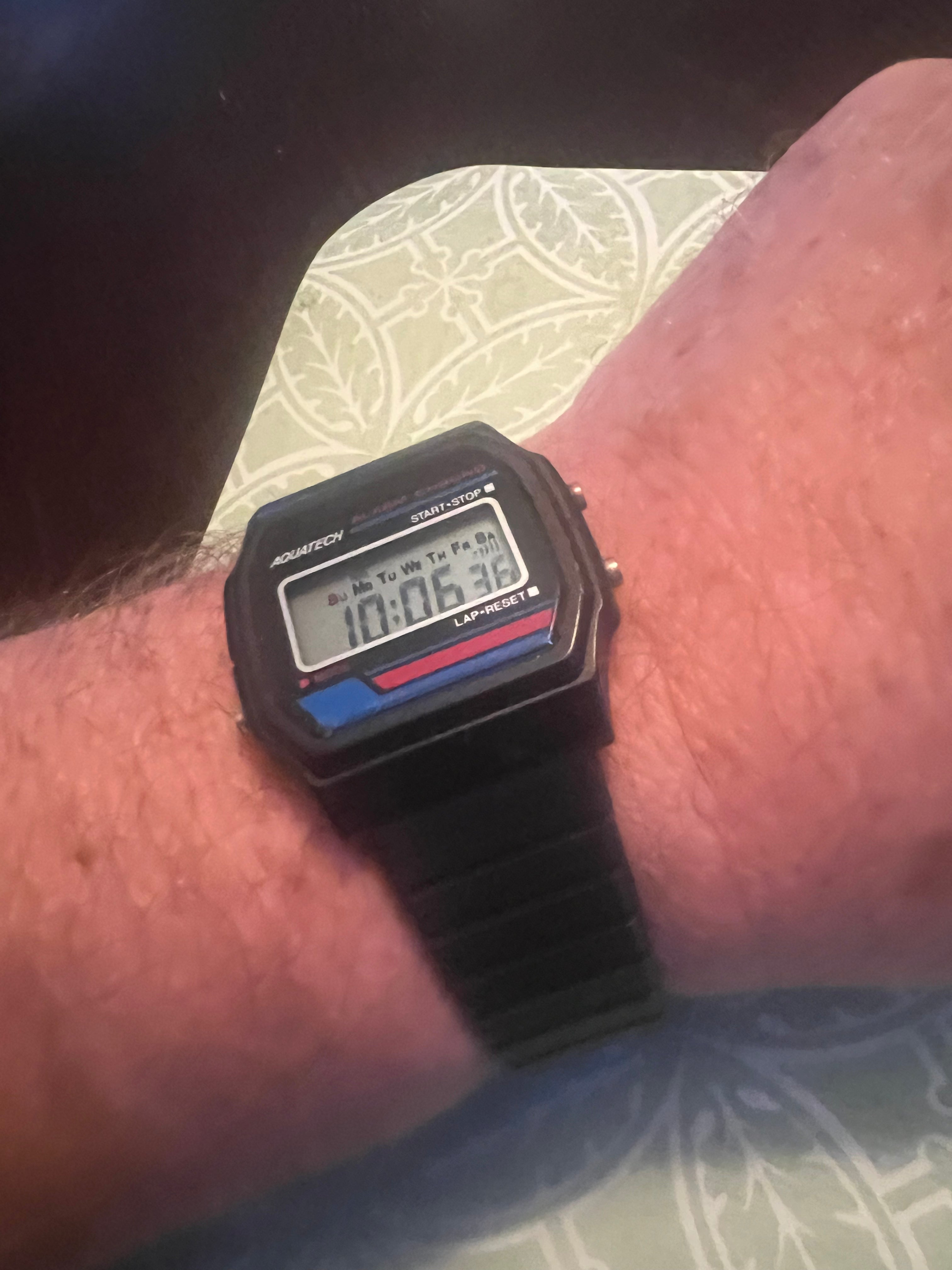 Classic 1982 Aquatech men’s digital watch. New battery