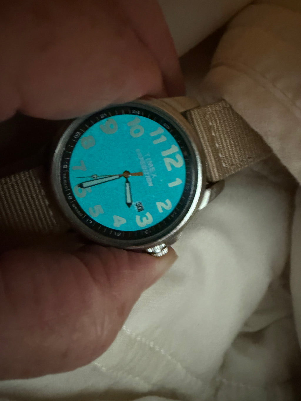 Timex Expedition 905 Quartz Field Watch Indiglo Date WR50M Tan Strap Runs
