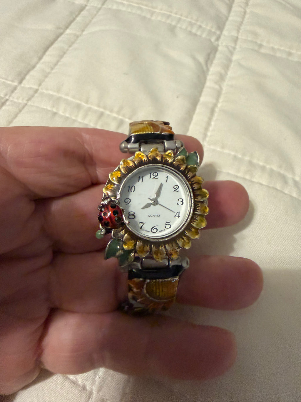 Vintage Ladybug sunflower watch