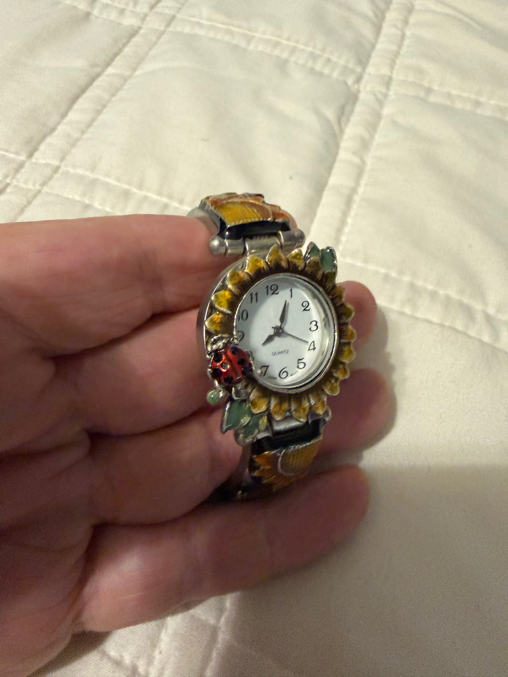 Vintage Ladybug sunflower watch