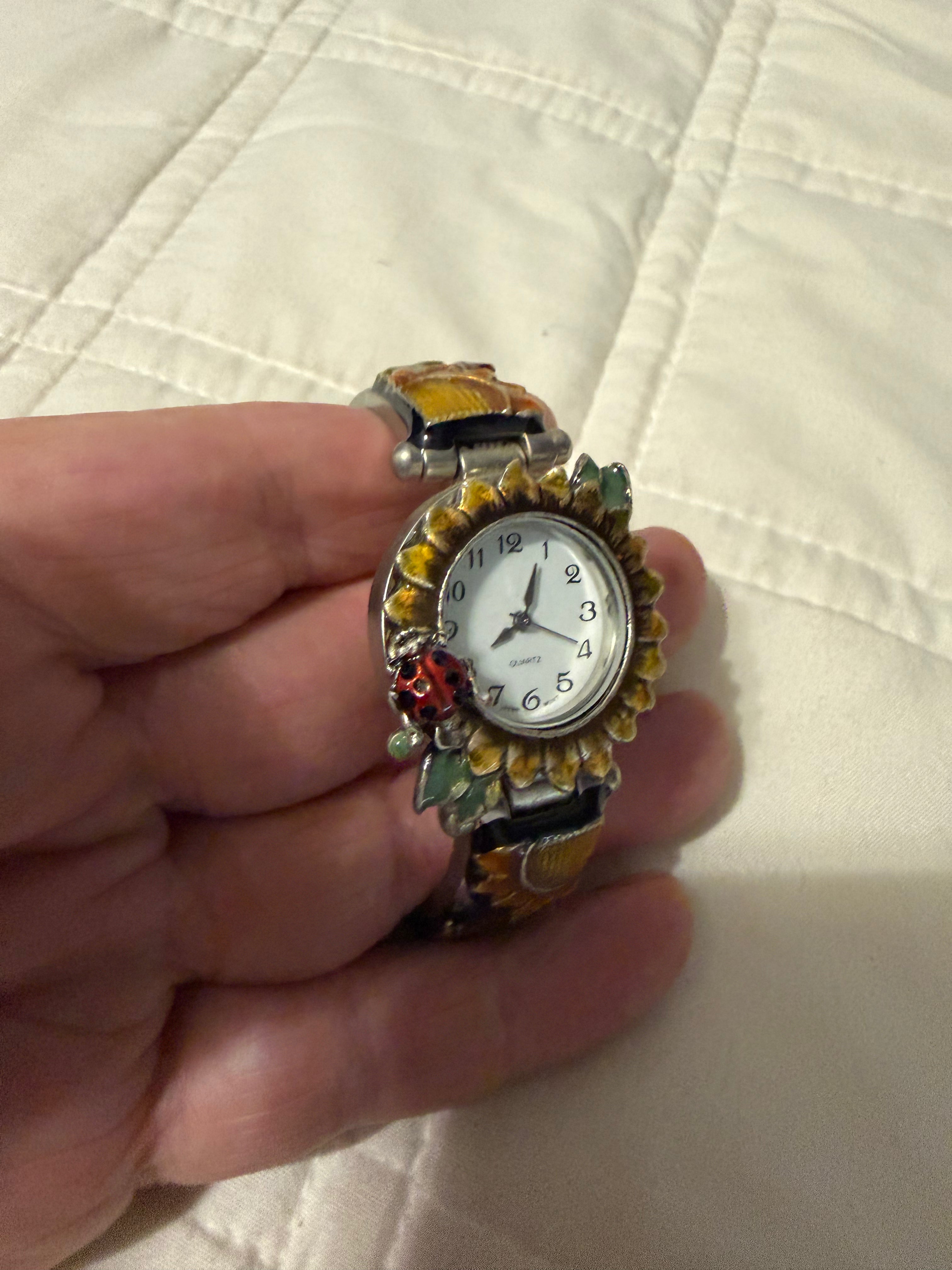 Vintage Ladybug sunflower watch