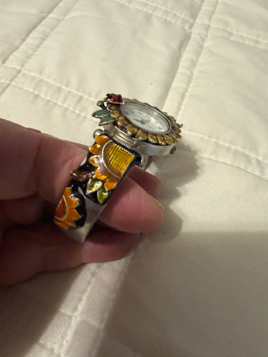 Vintage Ladybug sunflower watch