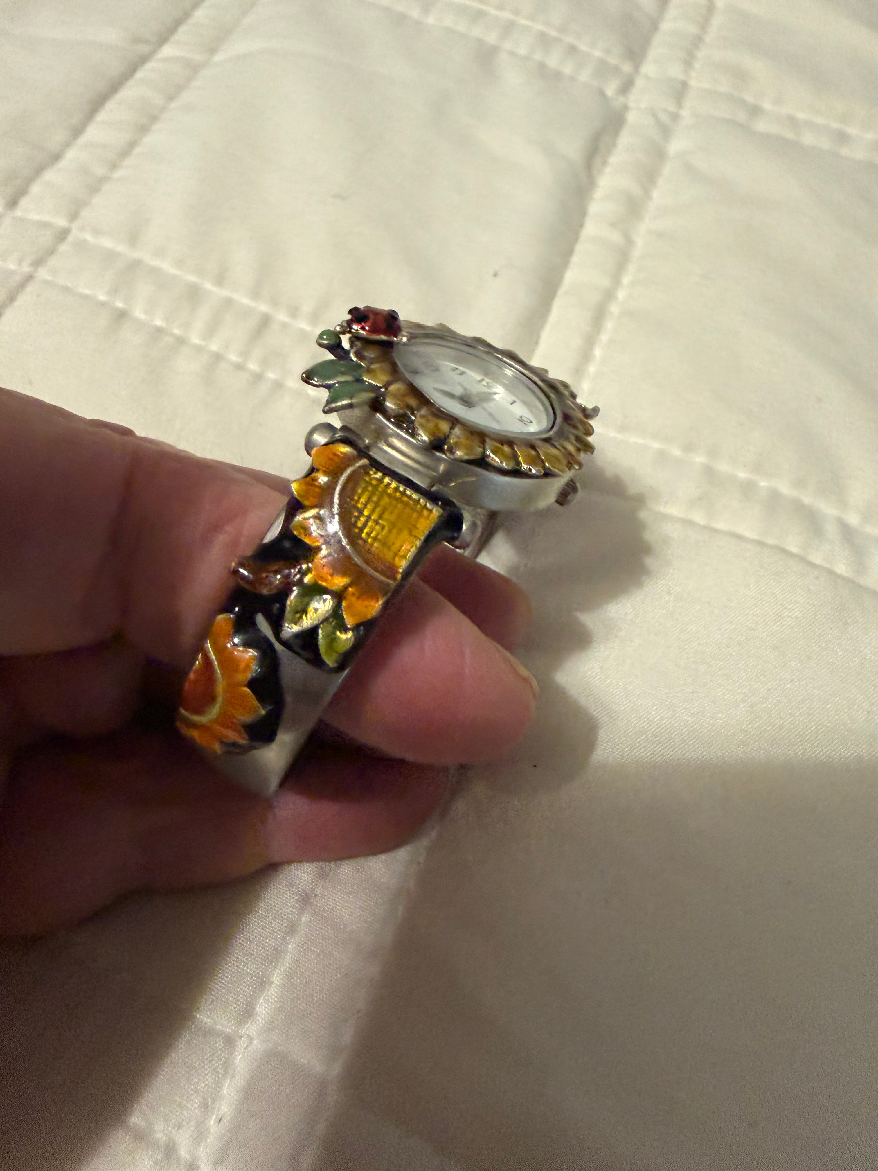 Vintage Ladybug sunflower watch