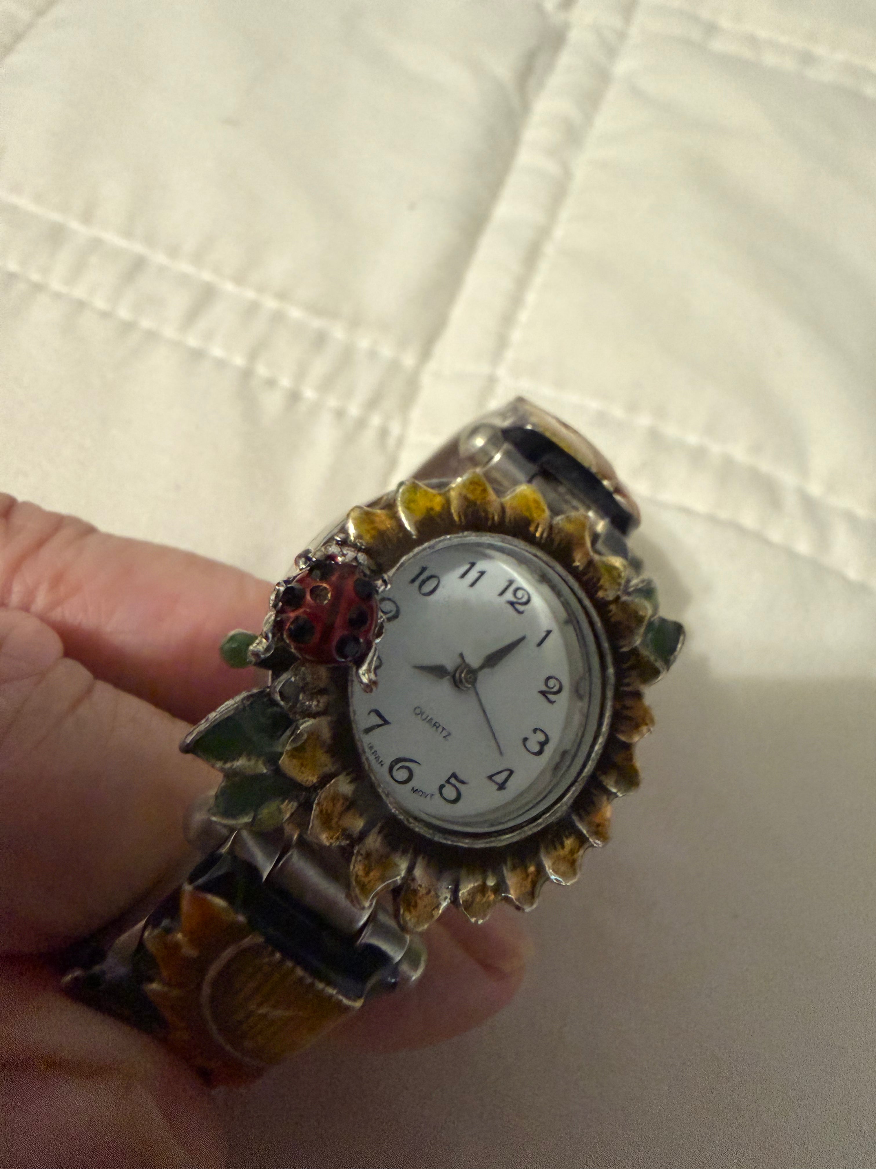 Vintage Ladybug sunflower watch