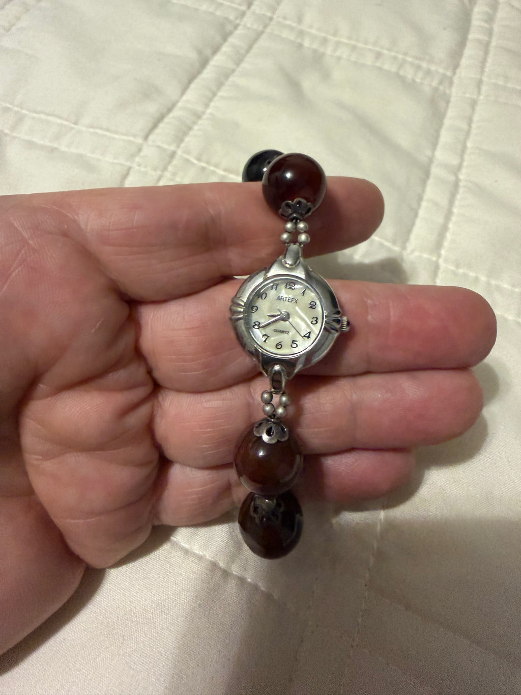 Vintage ladies Artex agate beaded watch