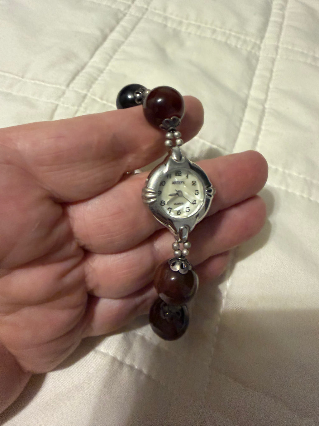 Vintage ladies Artex agate beaded watch