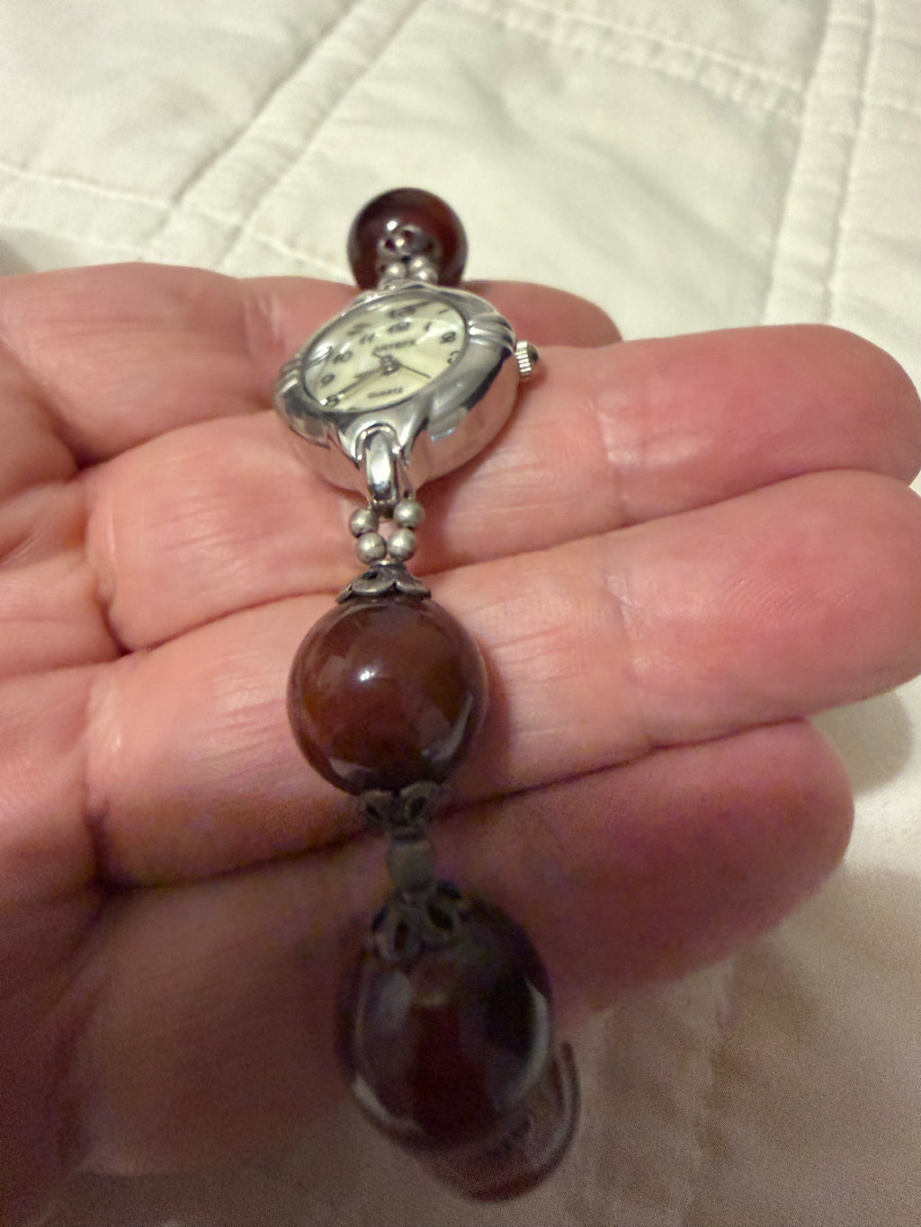 Vintage ladies Artex agate beaded watch