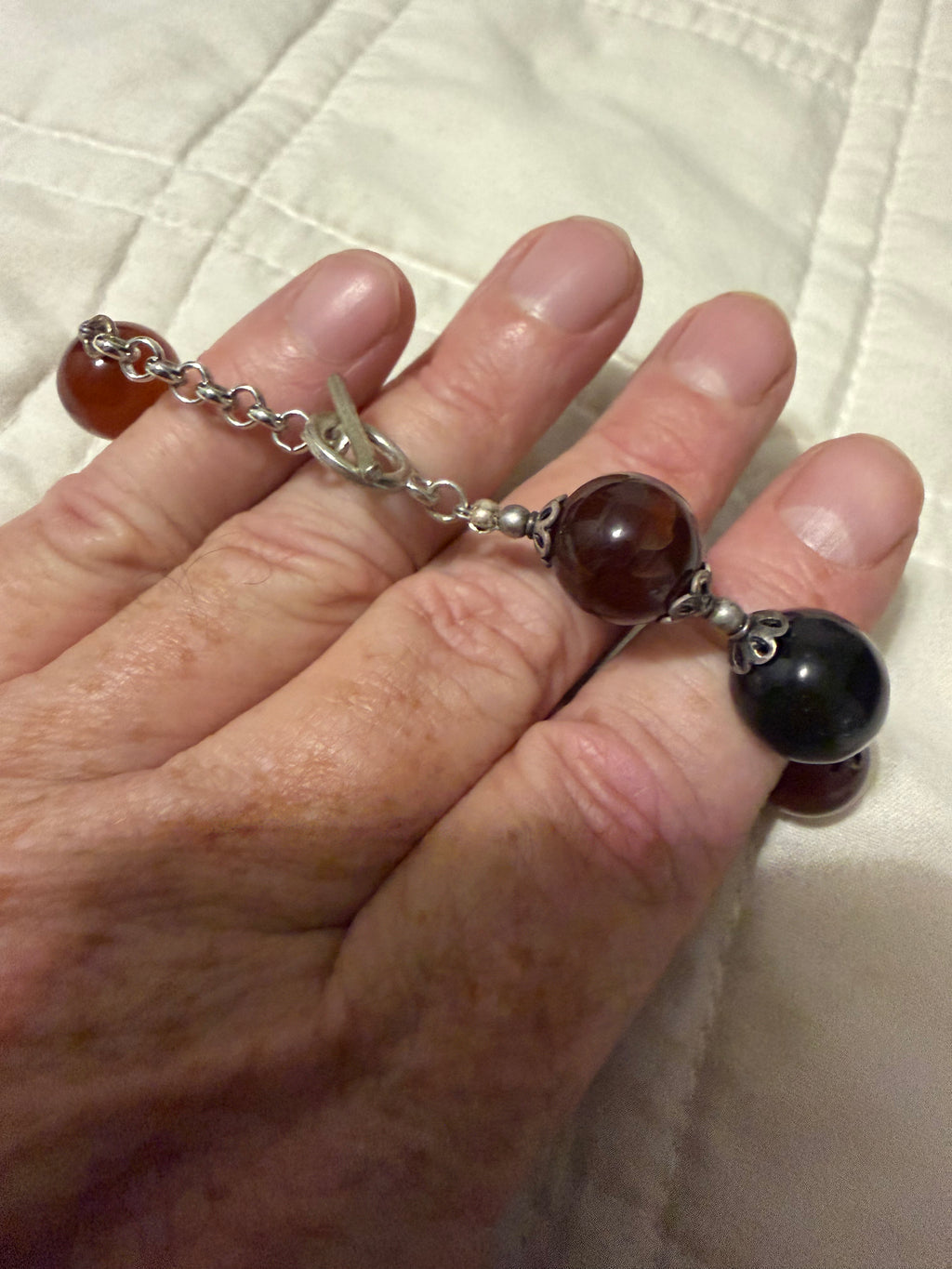 Vintage ladies Artex agate beaded watch