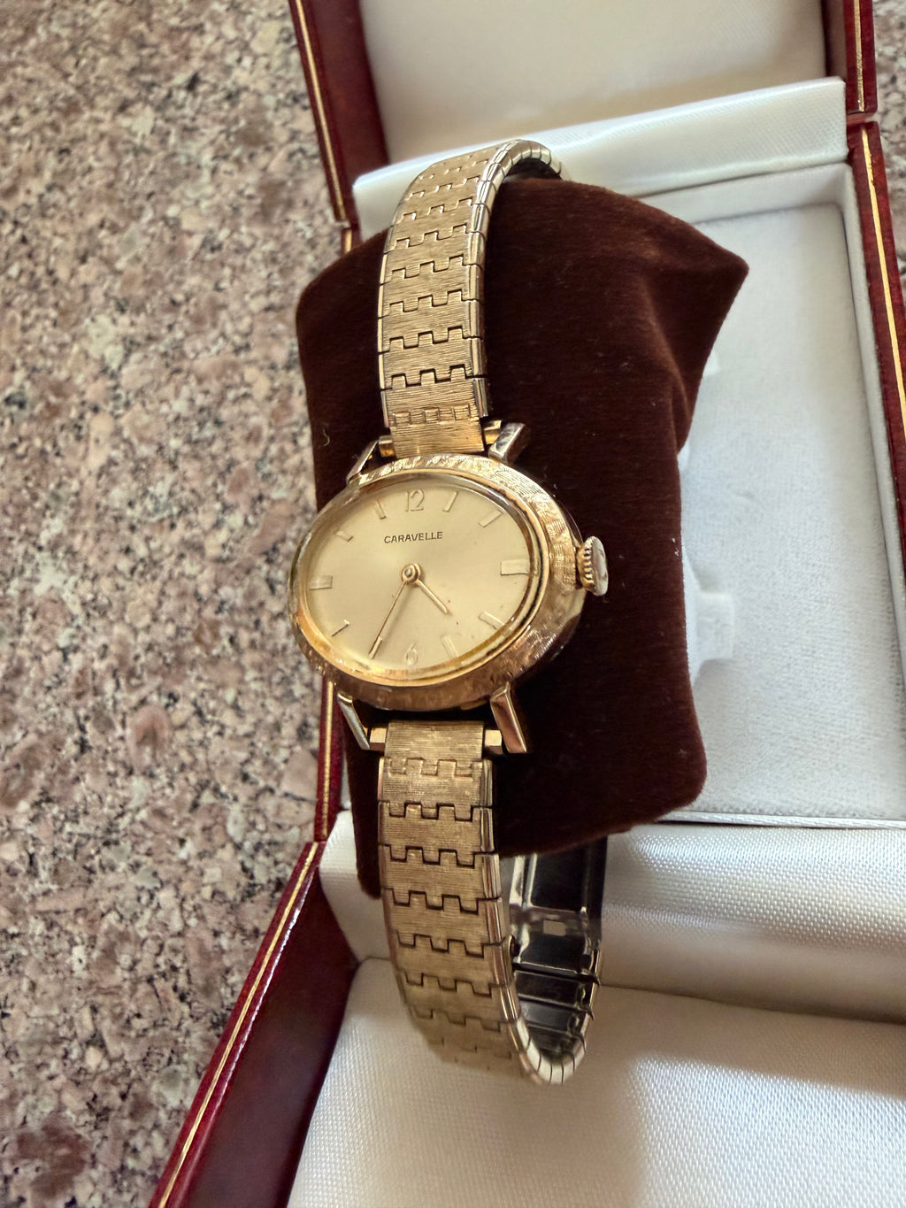 Vintage 1974 Caravelle by Bulova Ladies Hand-Wind Mechanical Dress Watch Gold Tone