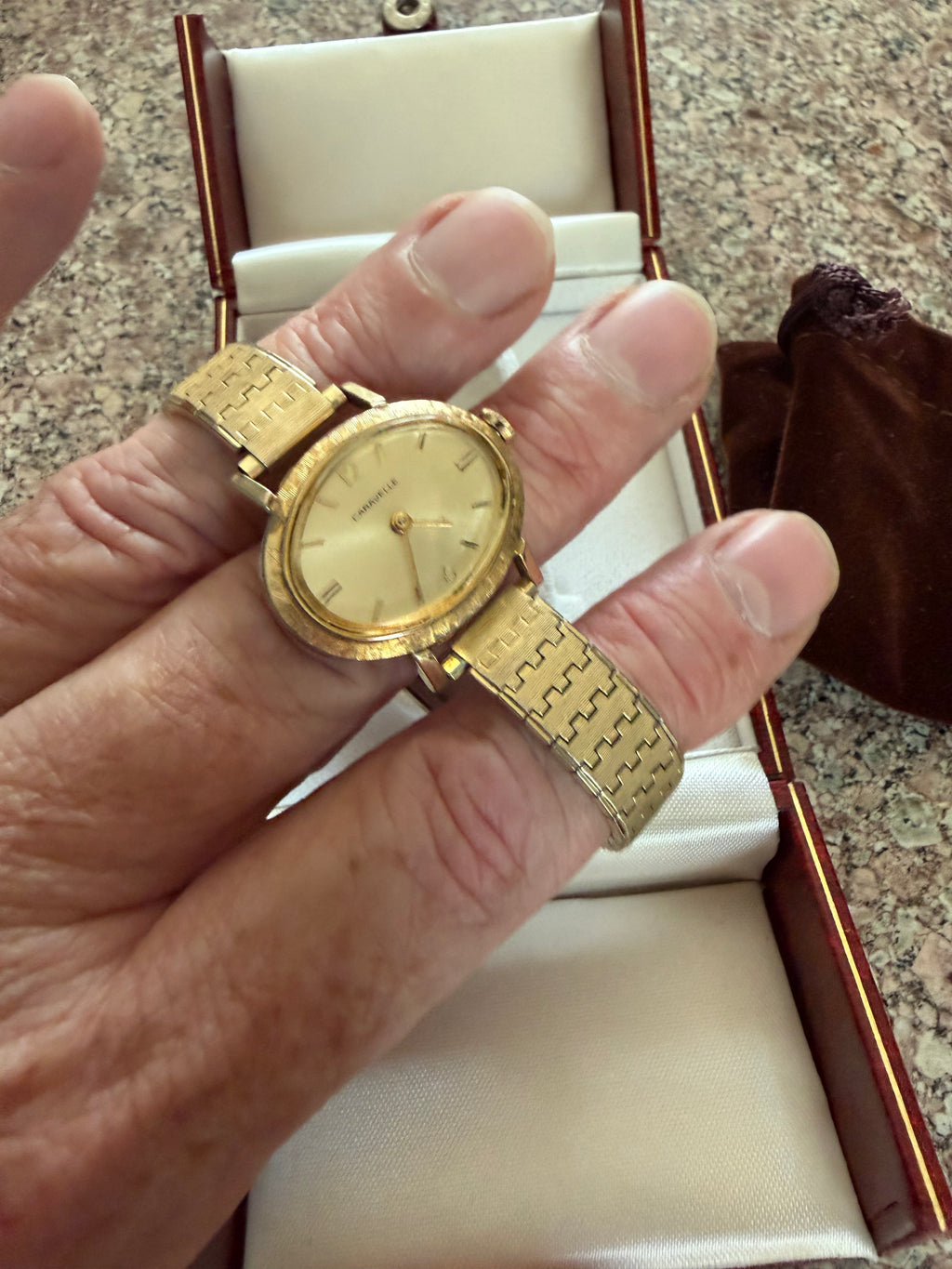 Vintage 1974 Caravelle by Bulova Ladies Hand-Wind Mechanical Dress Watch Gold Tone