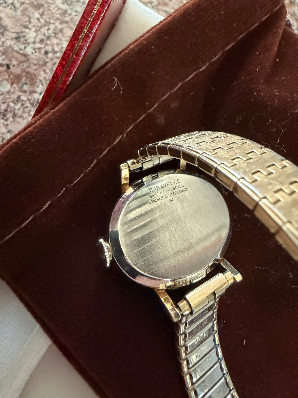 Vintage 1974 Caravelle by Bulova Ladies Hand-Wind Mechanical Dress Watch Gold Tone