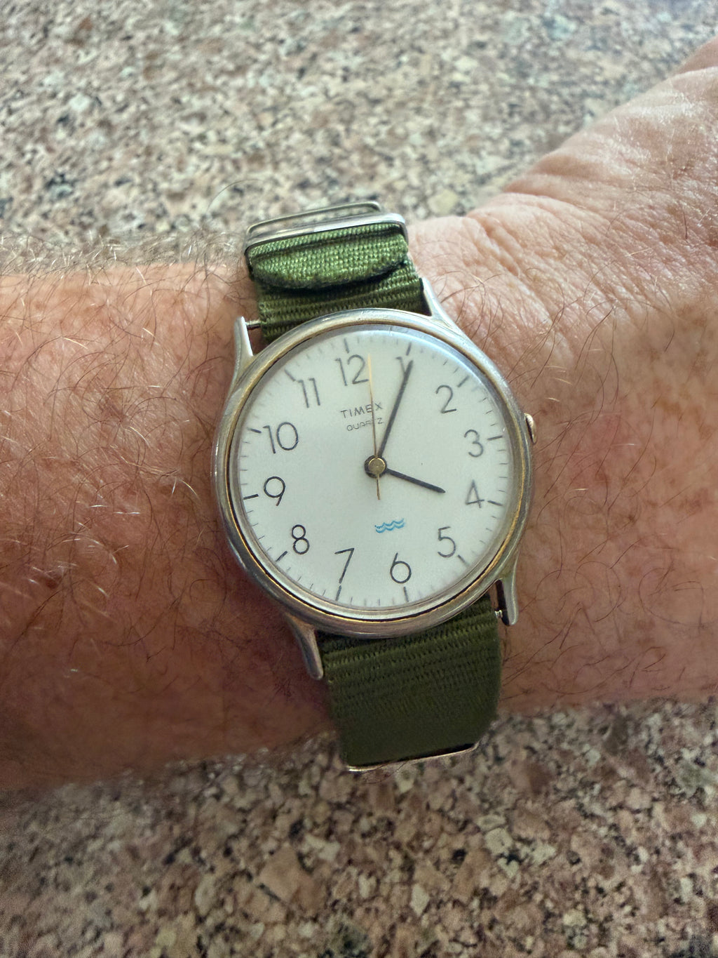 Vintage Timex Quartz M-Cell Men’s Watch White Dial Arabic Numerals Water Resistant