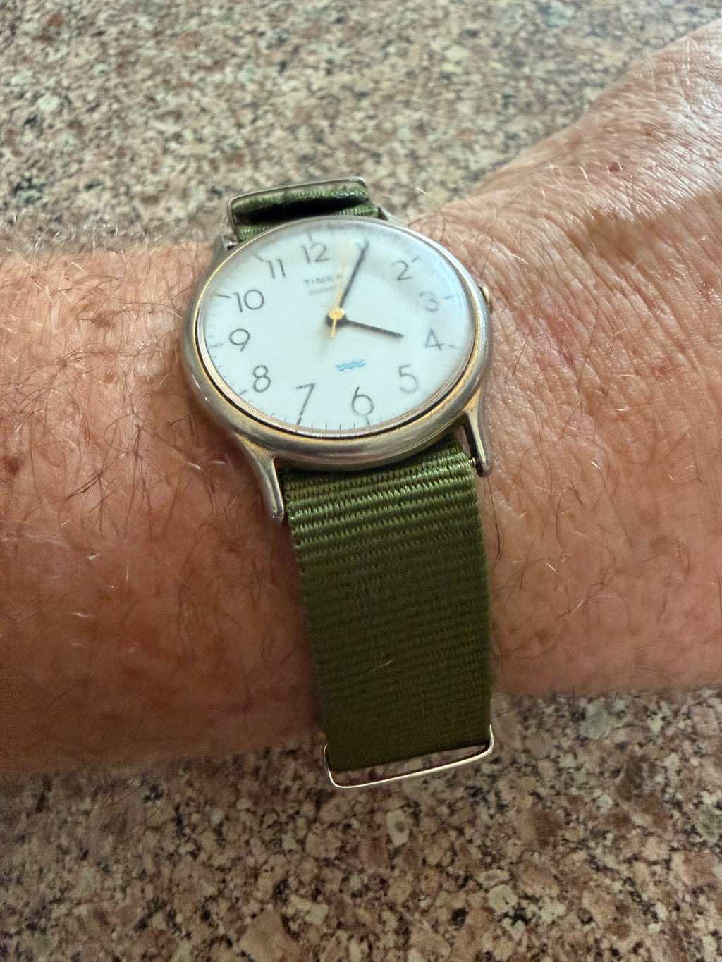 Vintage Timex Quartz M-Cell Men’s Watch White Dial Arabic Numerals Water Resistant