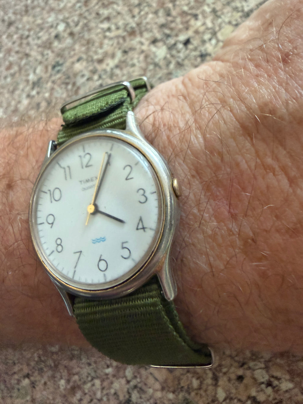 Vintage Timex Quartz M-Cell Men’s Watch White Dial Arabic Numerals Water Resistant