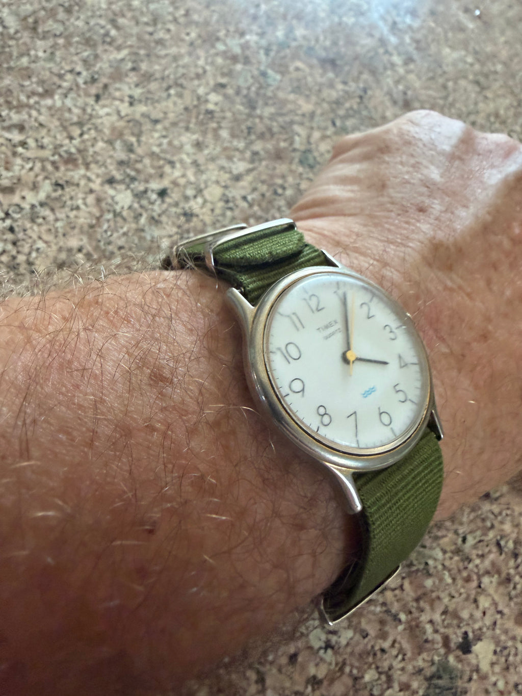 Vintage Timex Quartz M-Cell Men’s Watch White Dial Arabic Numerals Water Resistant