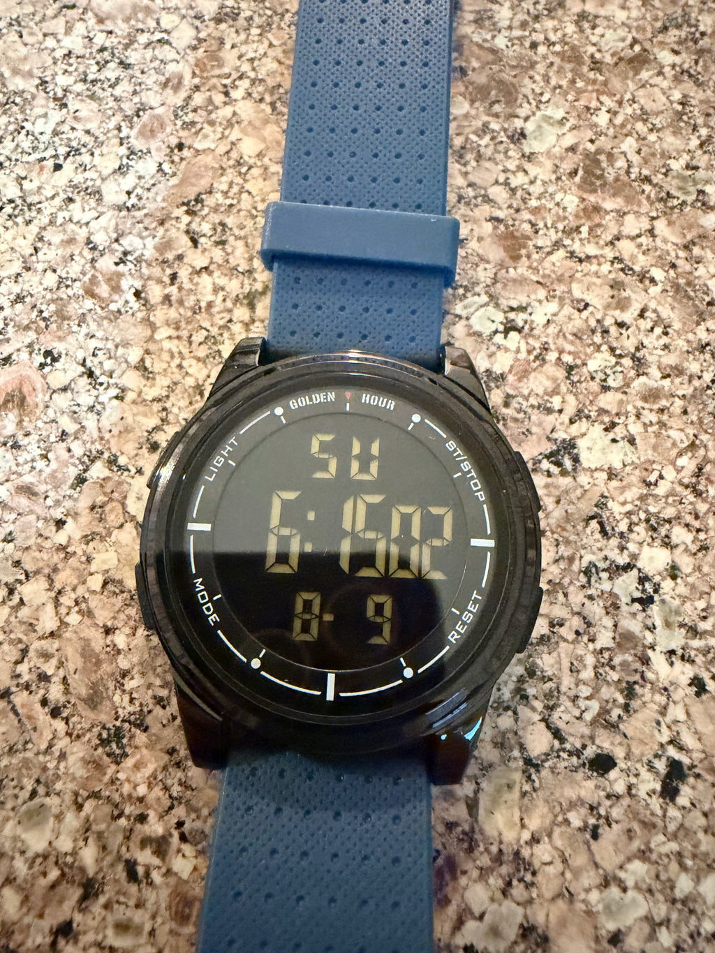 Golden Hour GH1313 Digital Sports Watch Blue Black 5ATM New Battery Works