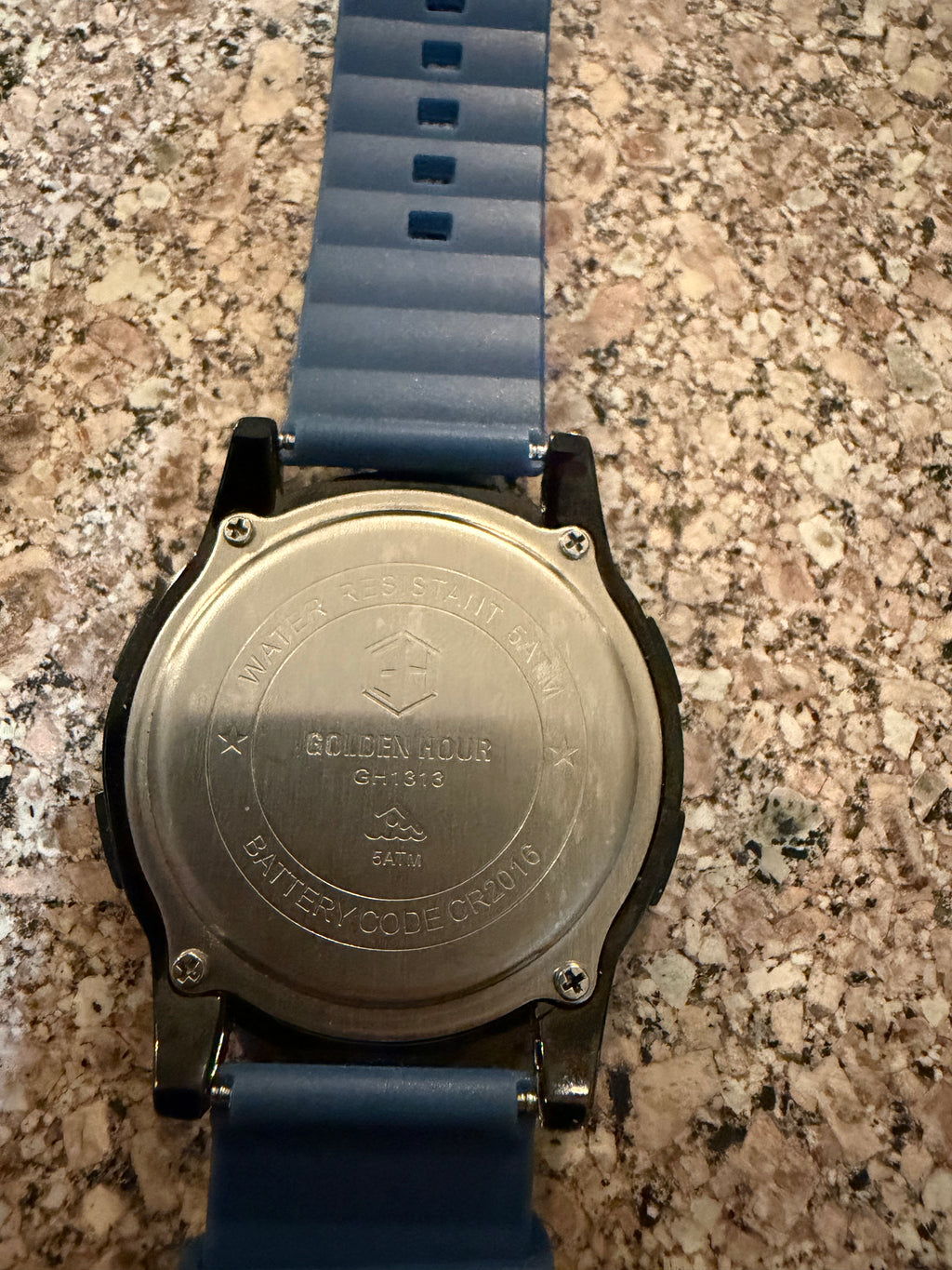 Golden Hour GH1313 Digital Sports Watch Blue Black 5ATM New Battery Works
