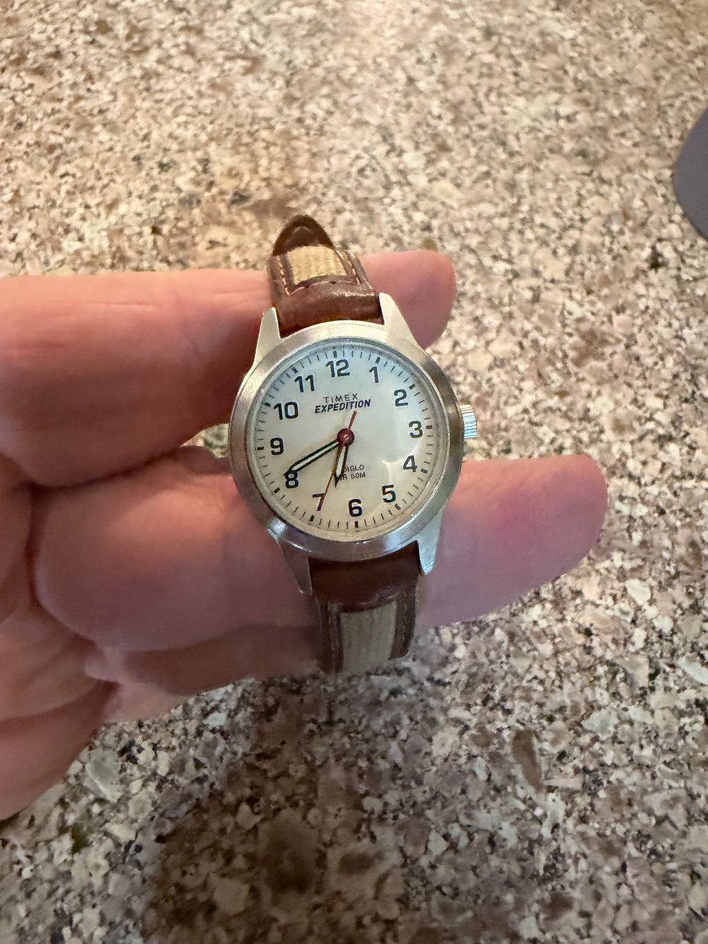 Ladies Timex Expedition Indiglo Field Watch 50M Brown Strap Working Light