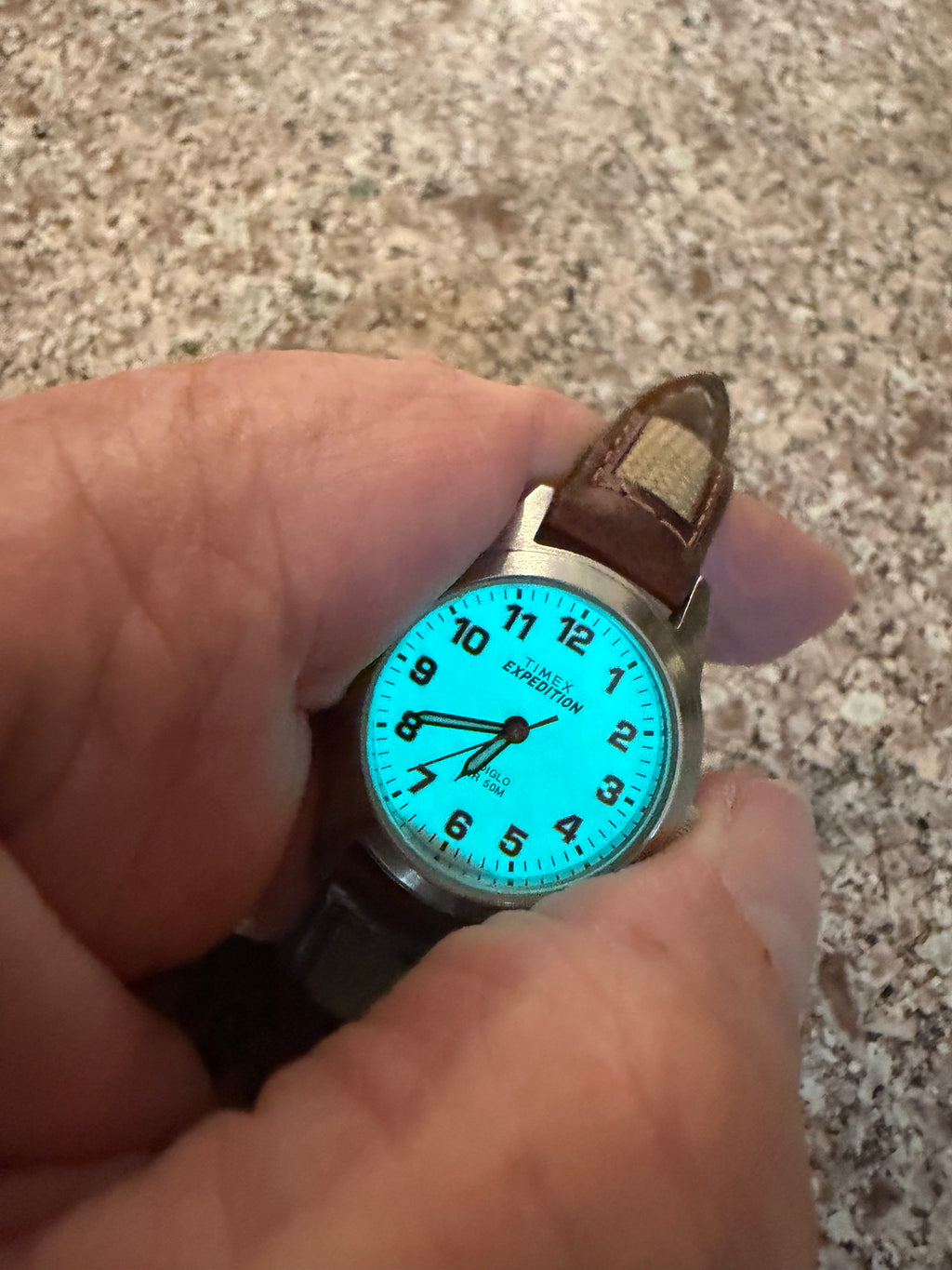 Ladies Timex Expedition Indiglo Field Watch 50M Brown Strap Working Light