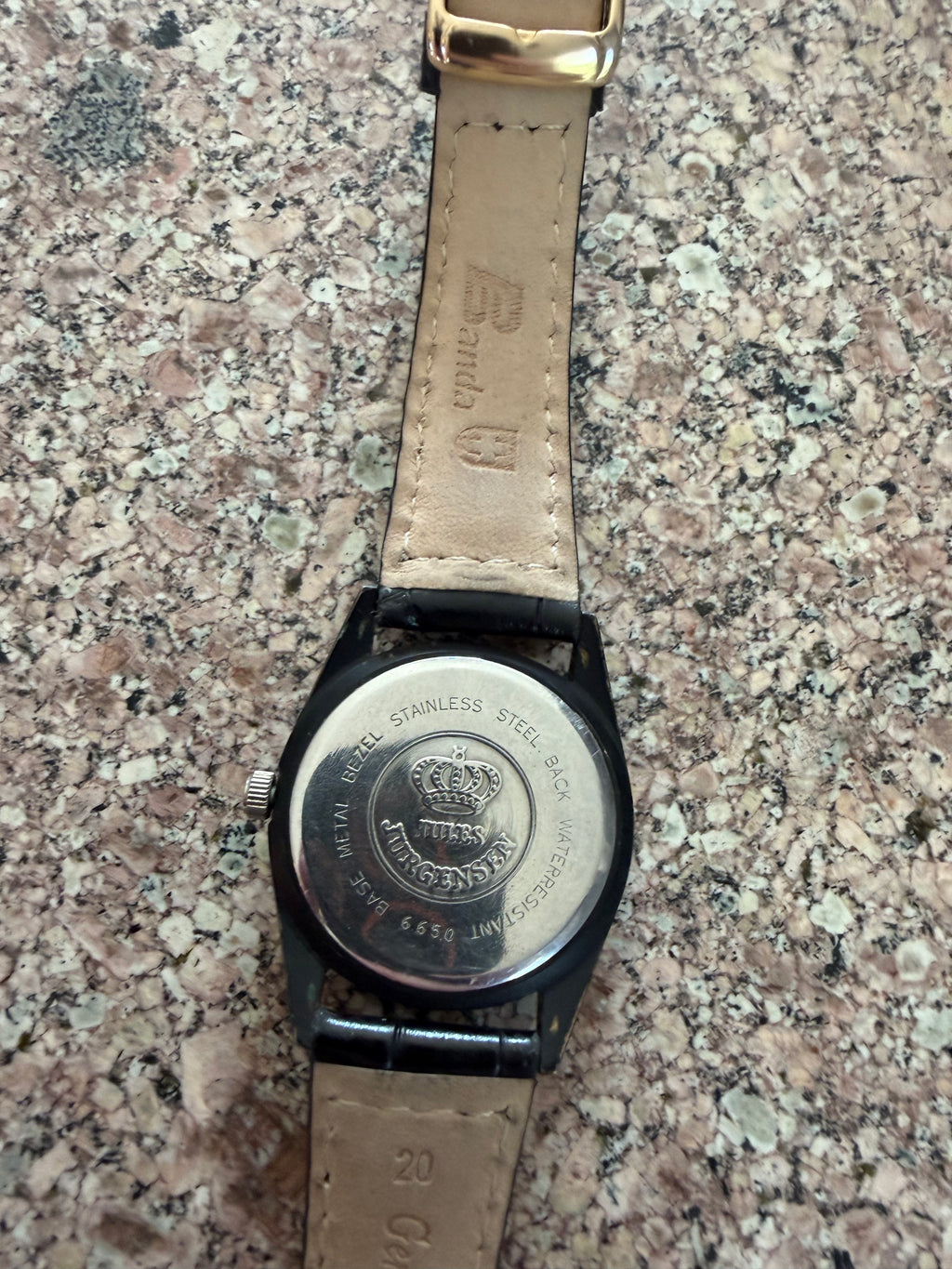 Vintage Jules Jurgensen 6650 Men’s Quartz Watch Black Dial Diamond Accents