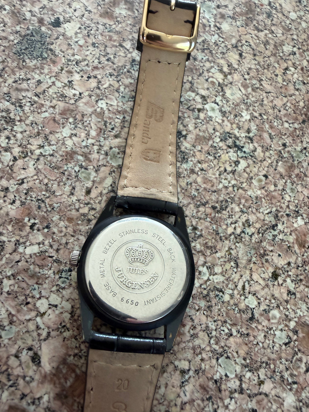 Vintage Jules Jurgensen 6650 Men’s Quartz Watch Black Dial Diamond Accents