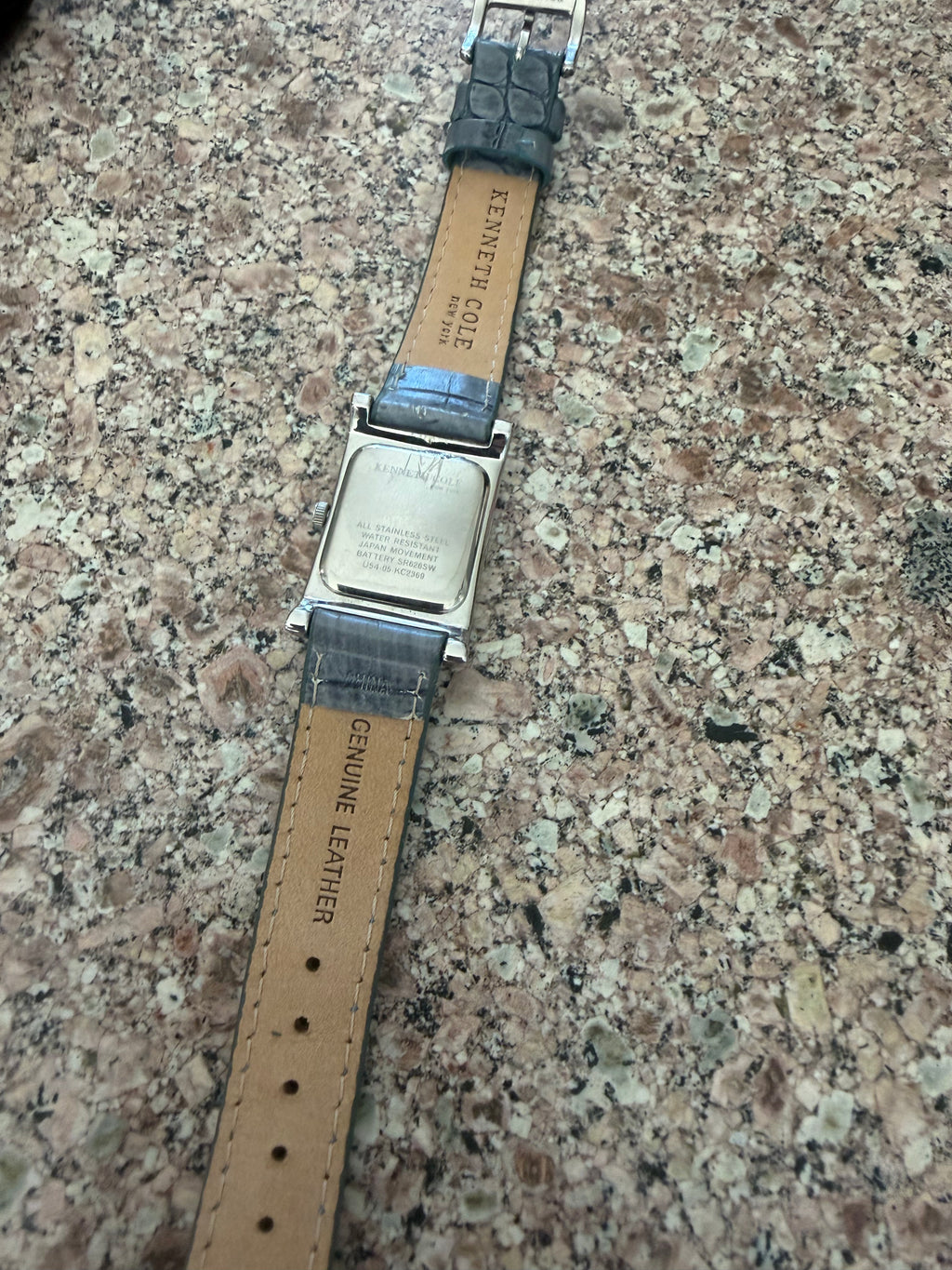 Kenneth Cole New York KC2369 Rectangular Silver Dial Blue Leather Watch