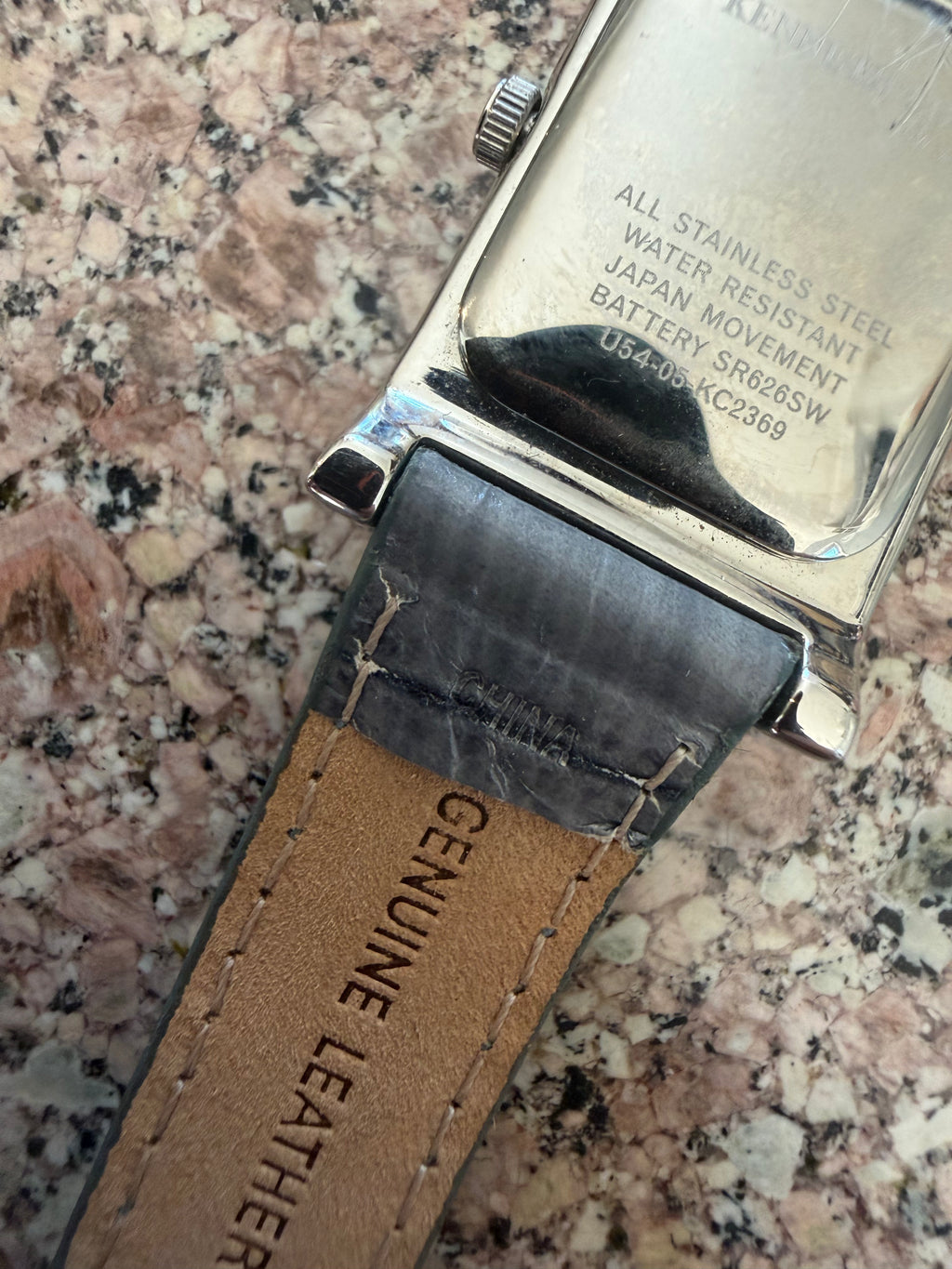 Kenneth Cole New York KC2369 Rectangular Silver Dial Blue Leather Watch