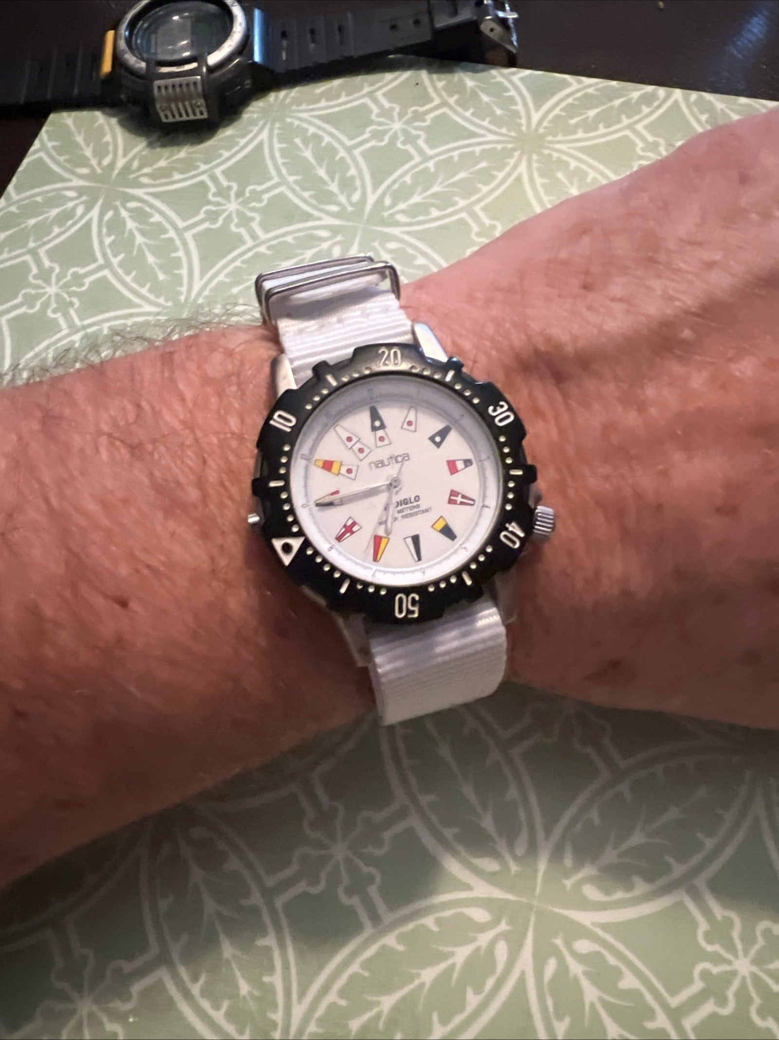 Nautica Watch Flags sailing watch nato strap new battery with Indiglo
