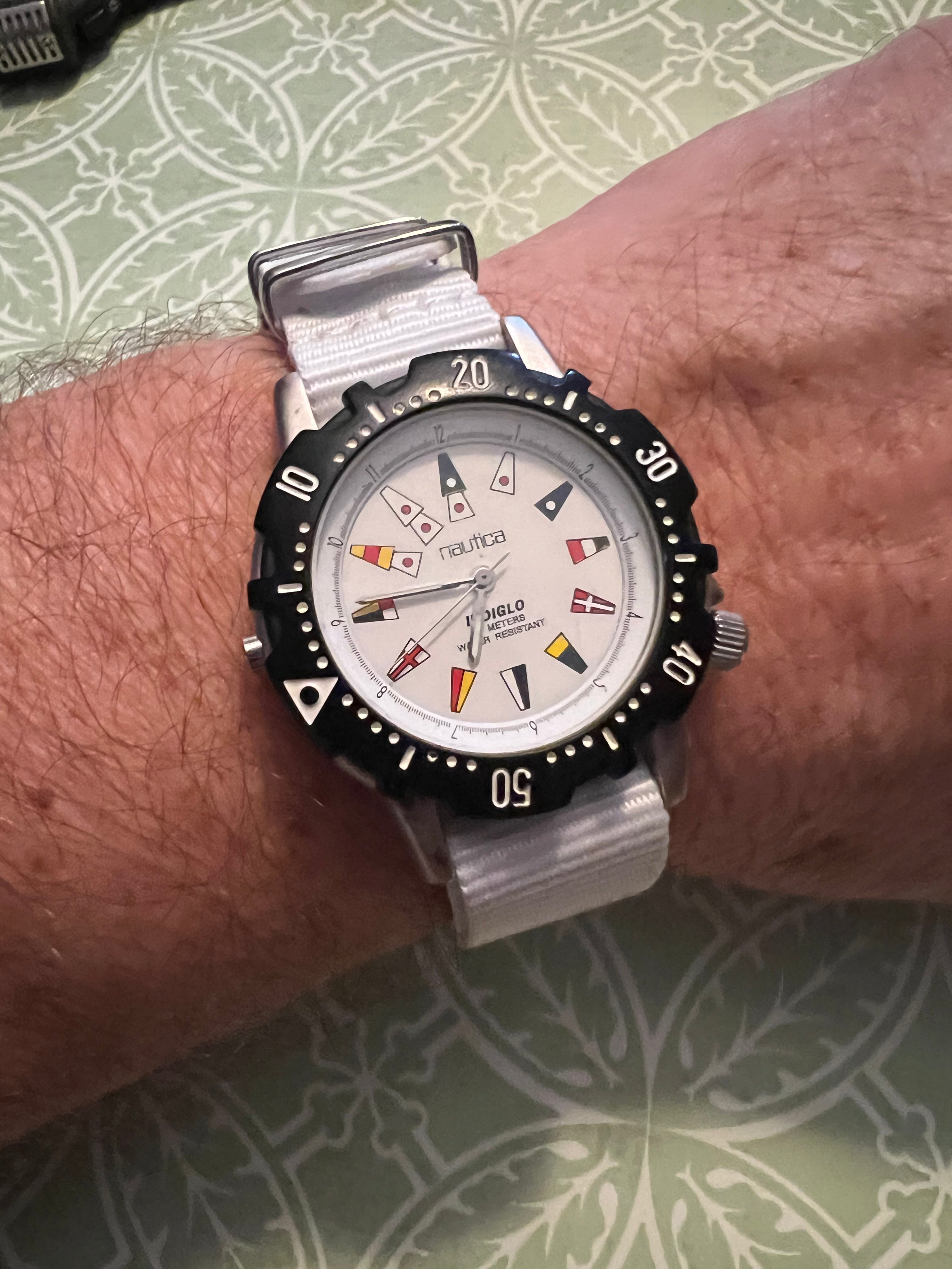 Nautica Watch Flags sailing watch nato strap new battery with Indiglo