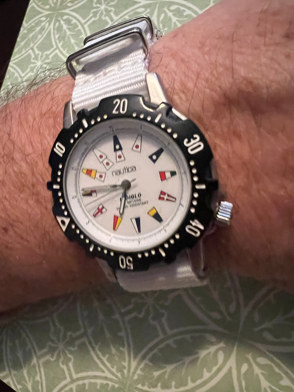 Nautica Watch Flags sailing watch nato strap new battery with Indiglo