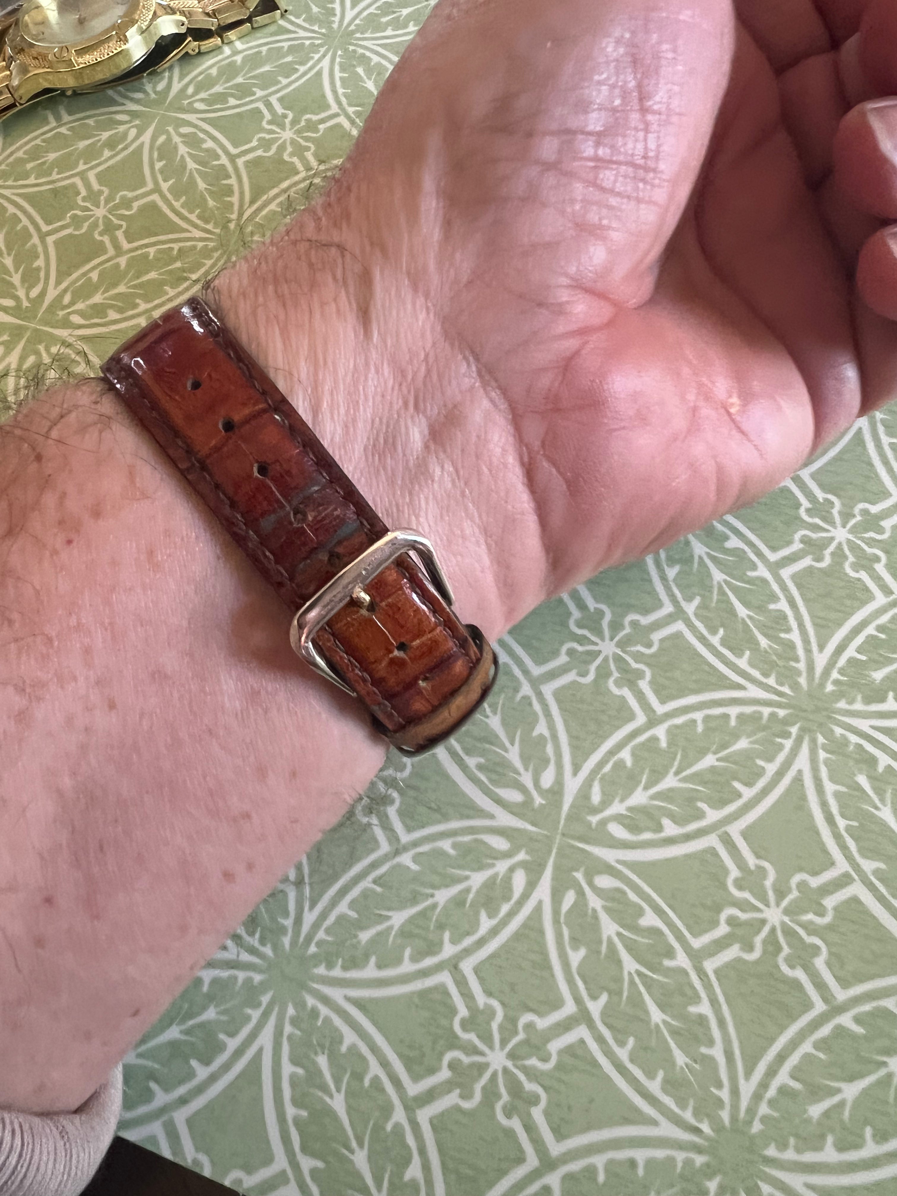 Vintage Orvis Tank Watch Men 23mm White Dial Two Tone Date Rectangle.