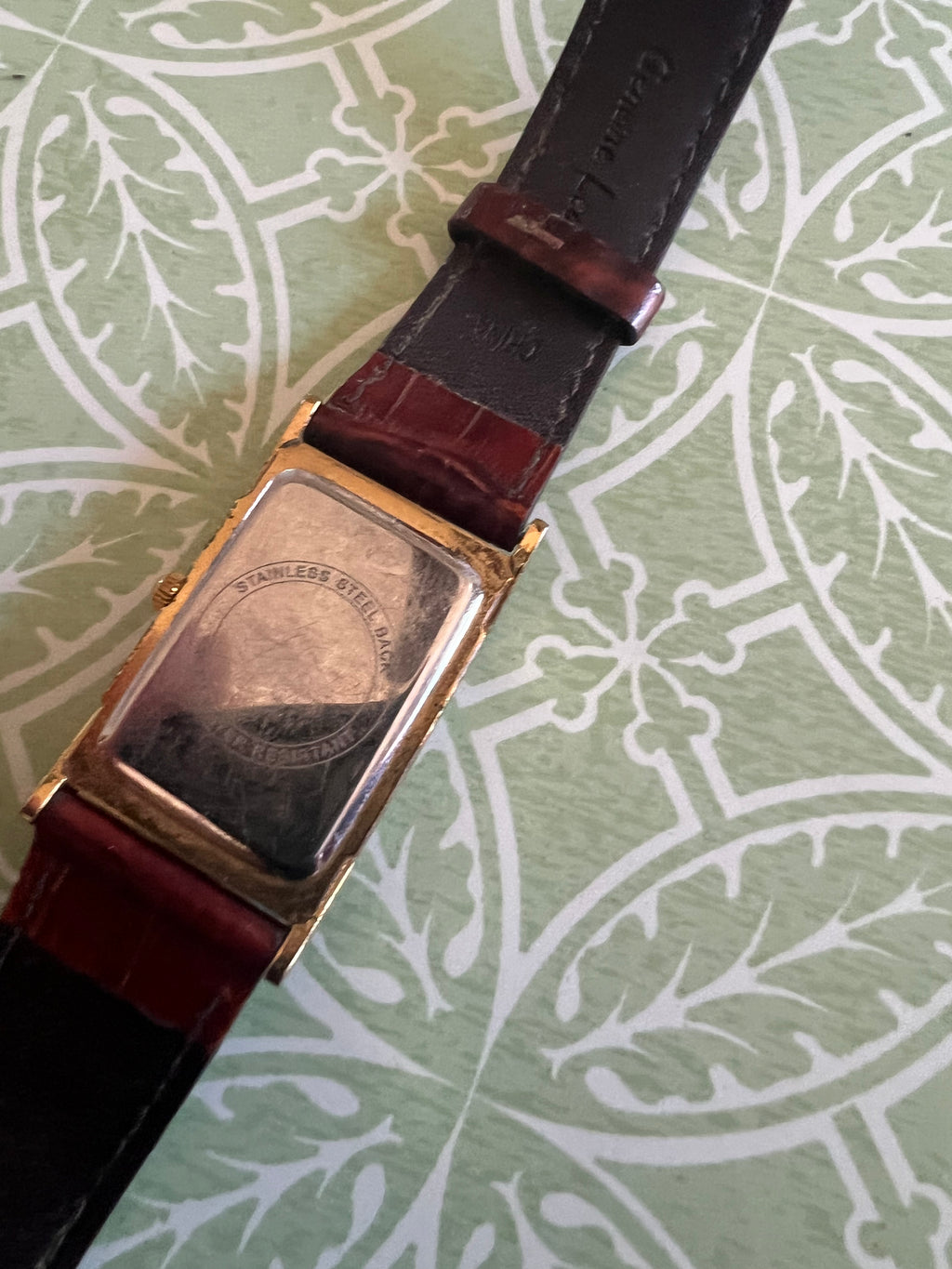 Vintage Orvis Tank Watch Men 23mm White Dial Two Tone Date Rectangle.